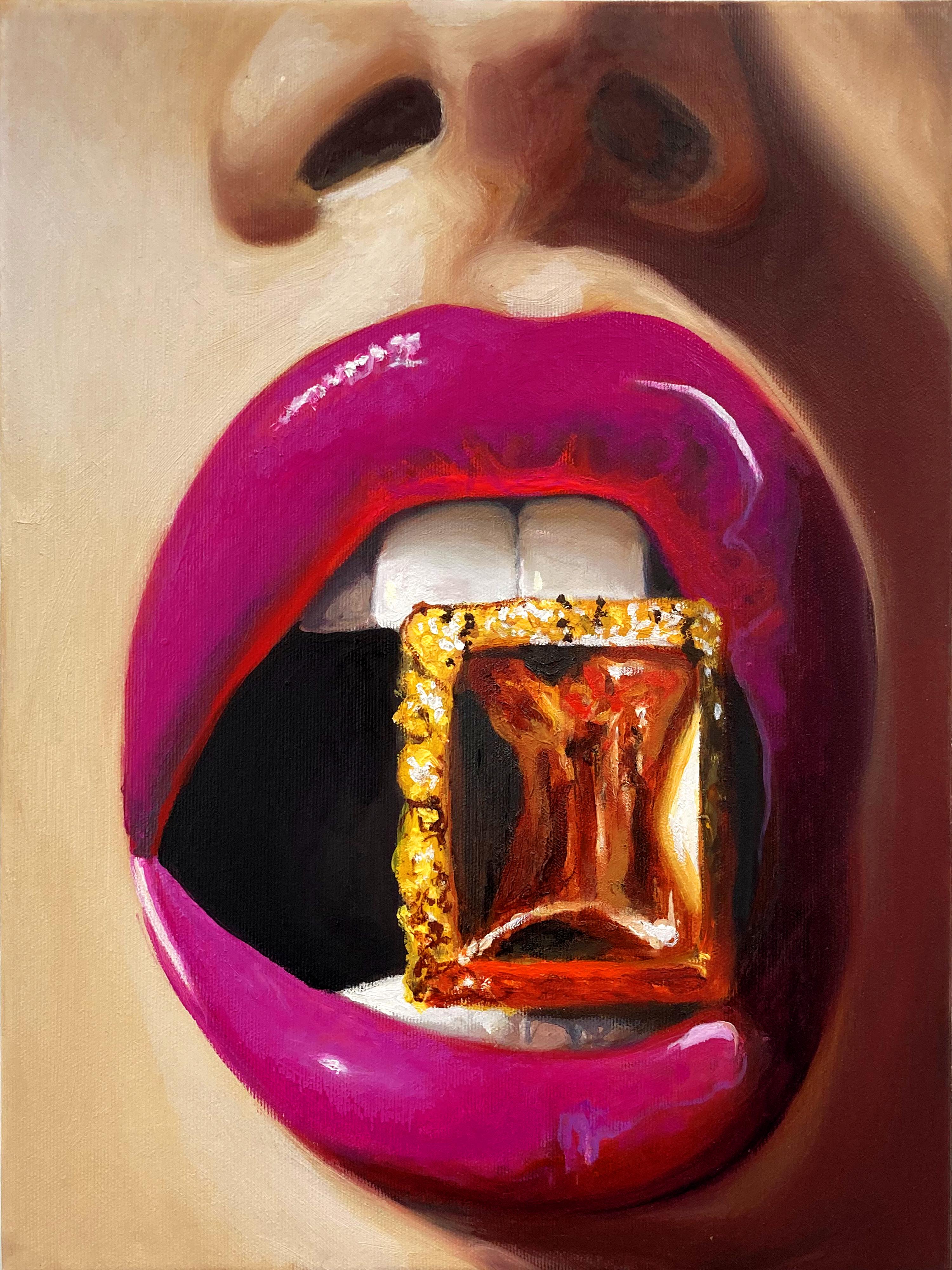 Manzur Kargar Portrait Painting - Ring - Contemporary, Pop Art, Lips, Figurative, modern, jewel, female Portrait