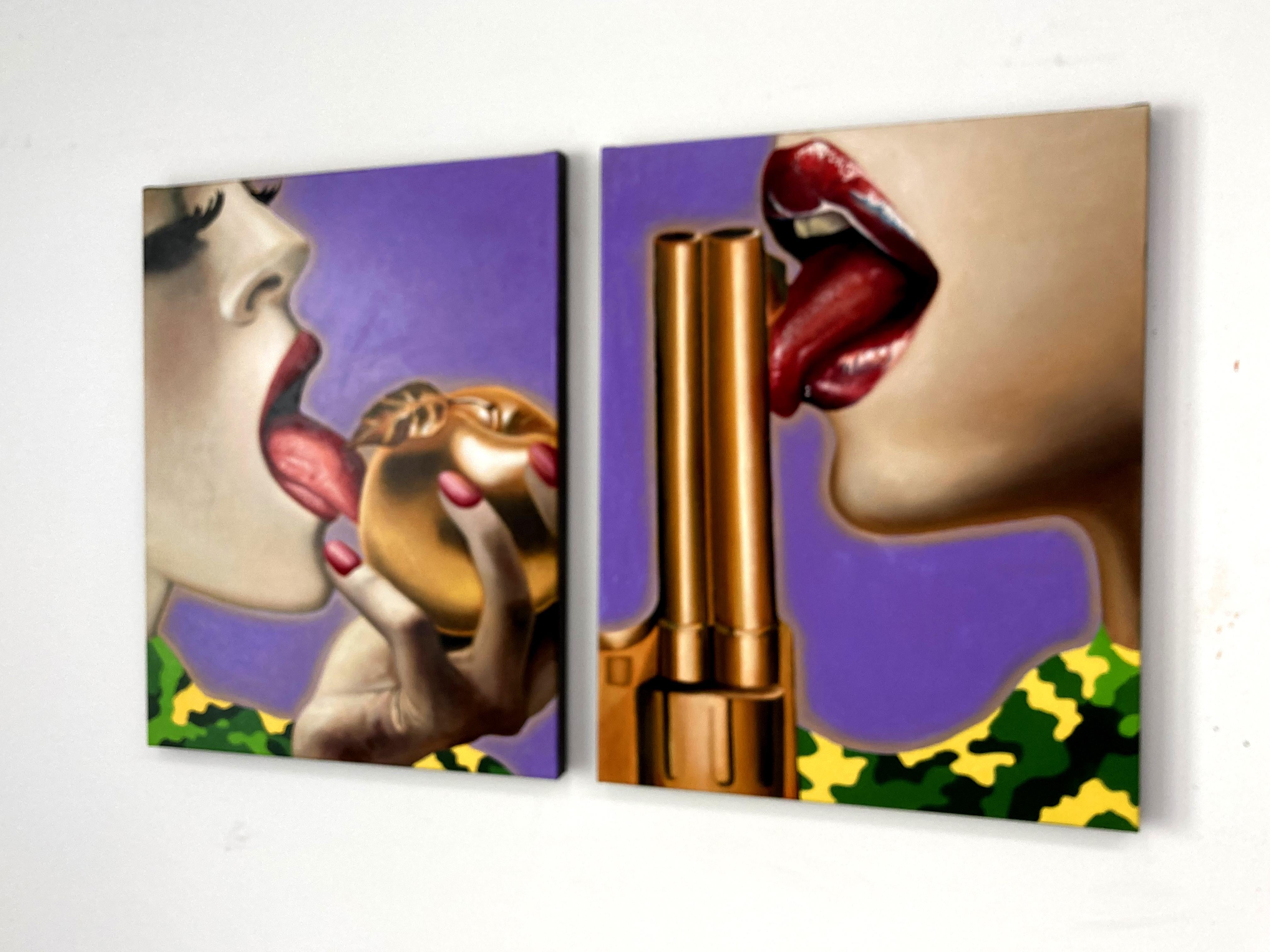 The Golden Gun -Contemporary, Pop Art, Figurative Art, modern, female Portrait For Sale 1