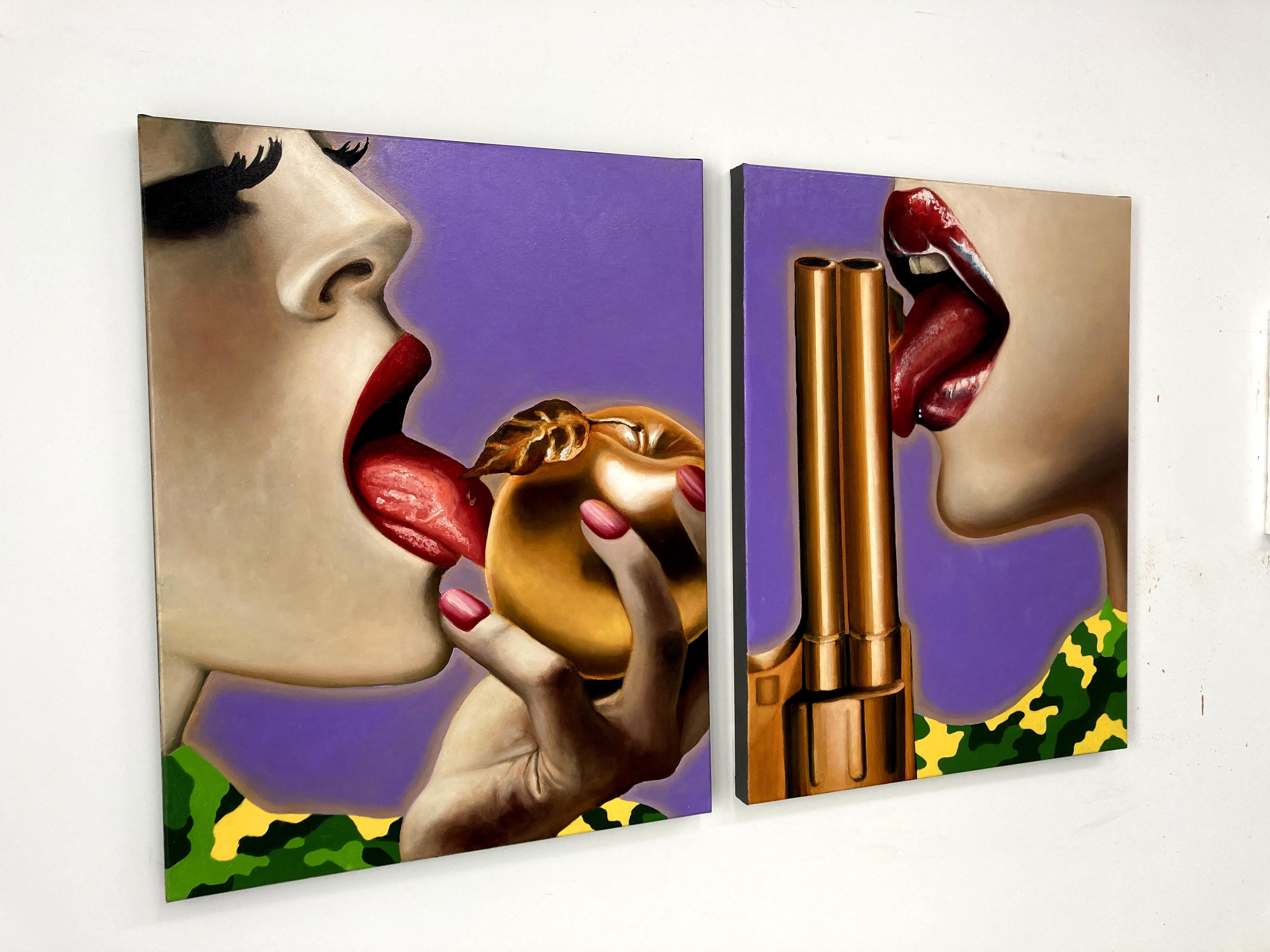 The Golden Gun -Contemporary, Pop Art, Figurative Art, modern, female Portrait For Sale 2
