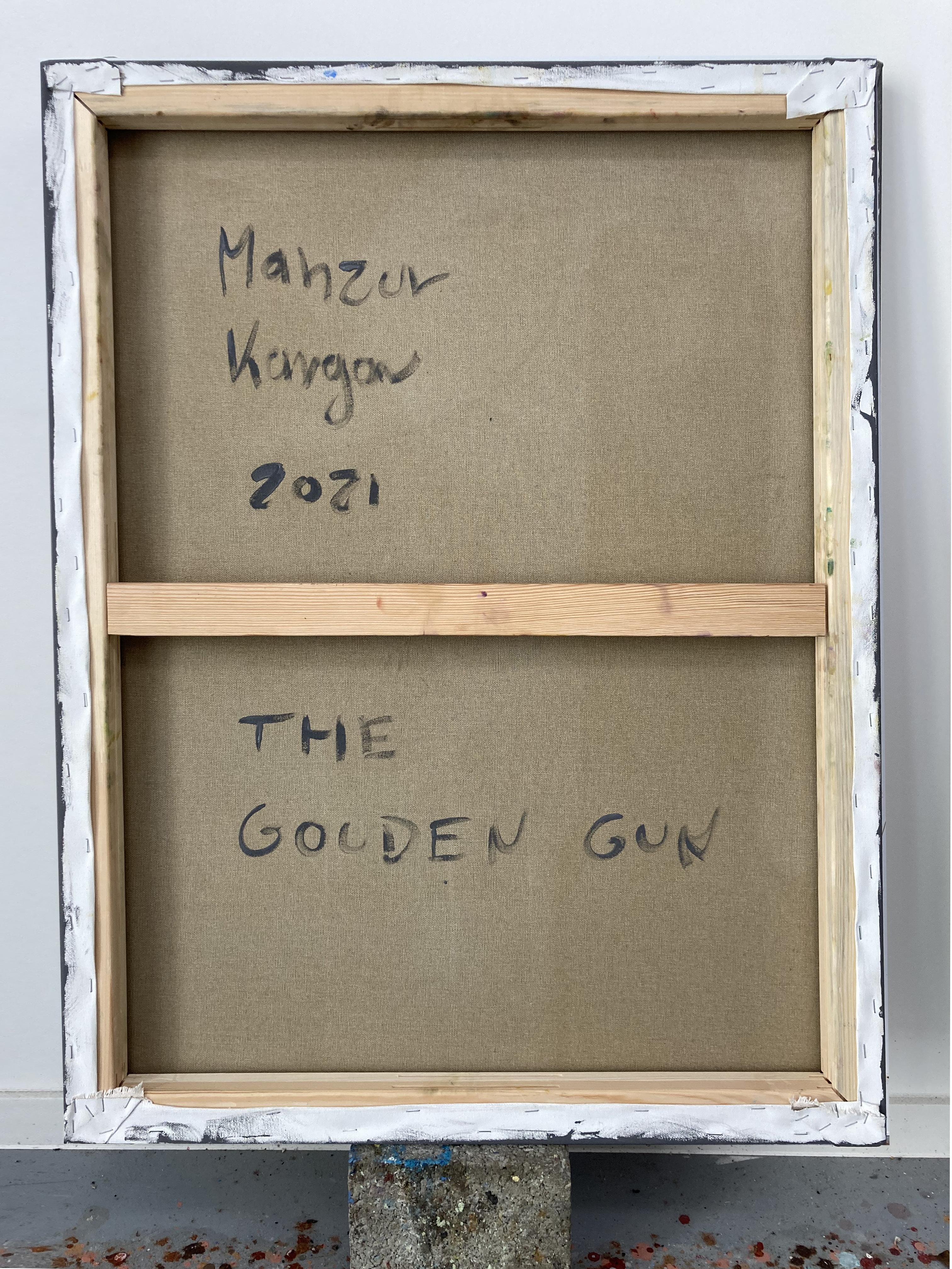 The Golden Gun -Contemporary, Pop Art, Figurative Art, modern, female Portrait For Sale 5