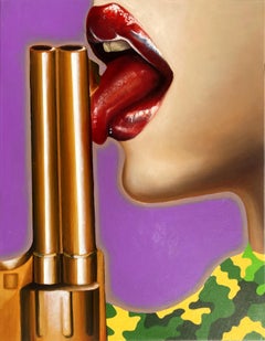 The Golden Gun -Contemporary, Pop Art, Figurative Art, modern, female Portrait
