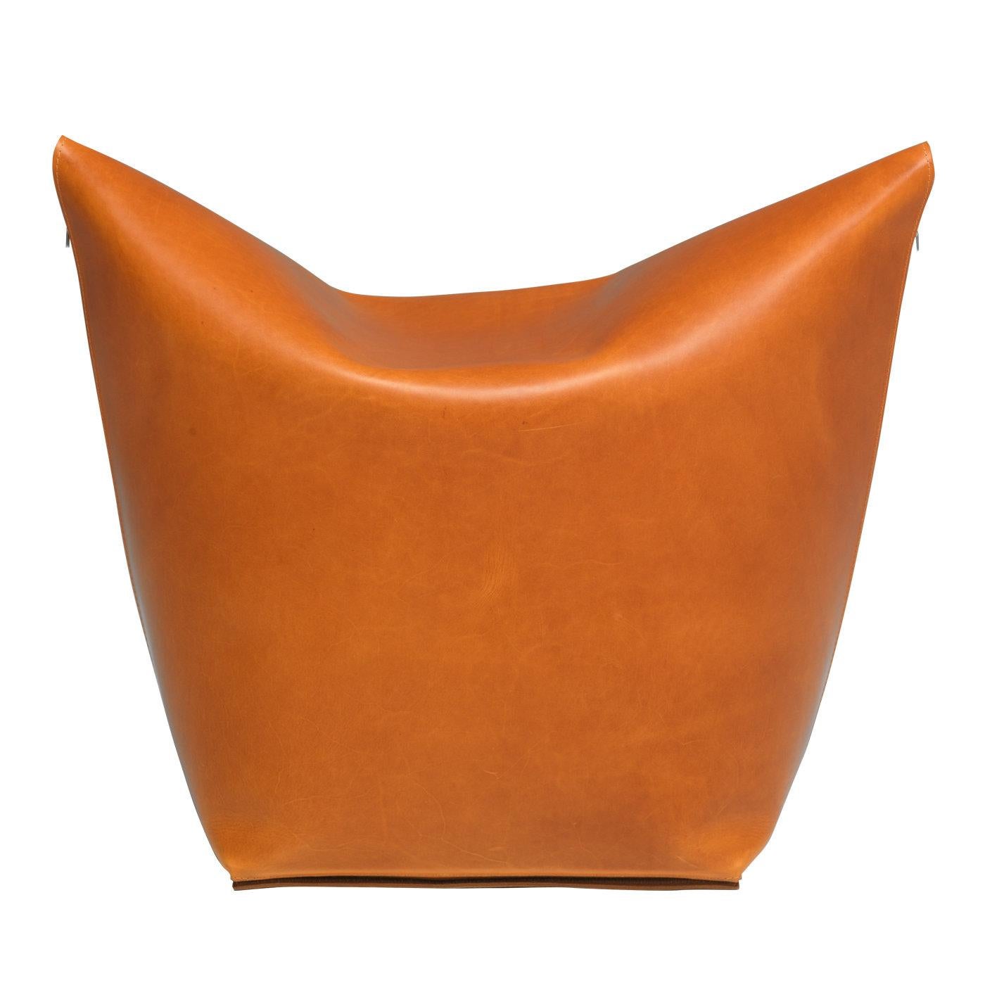 Mao Orangefarbener Leder-Taschenstuhl von Viola Tonucci im Angebot
