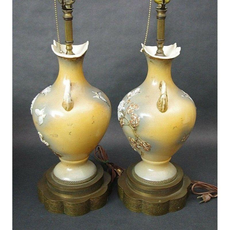 Mid-20th Century Mao Period Table Lamps Chinoiserie Amphora Elephants Butterflies Flowers For Sale
