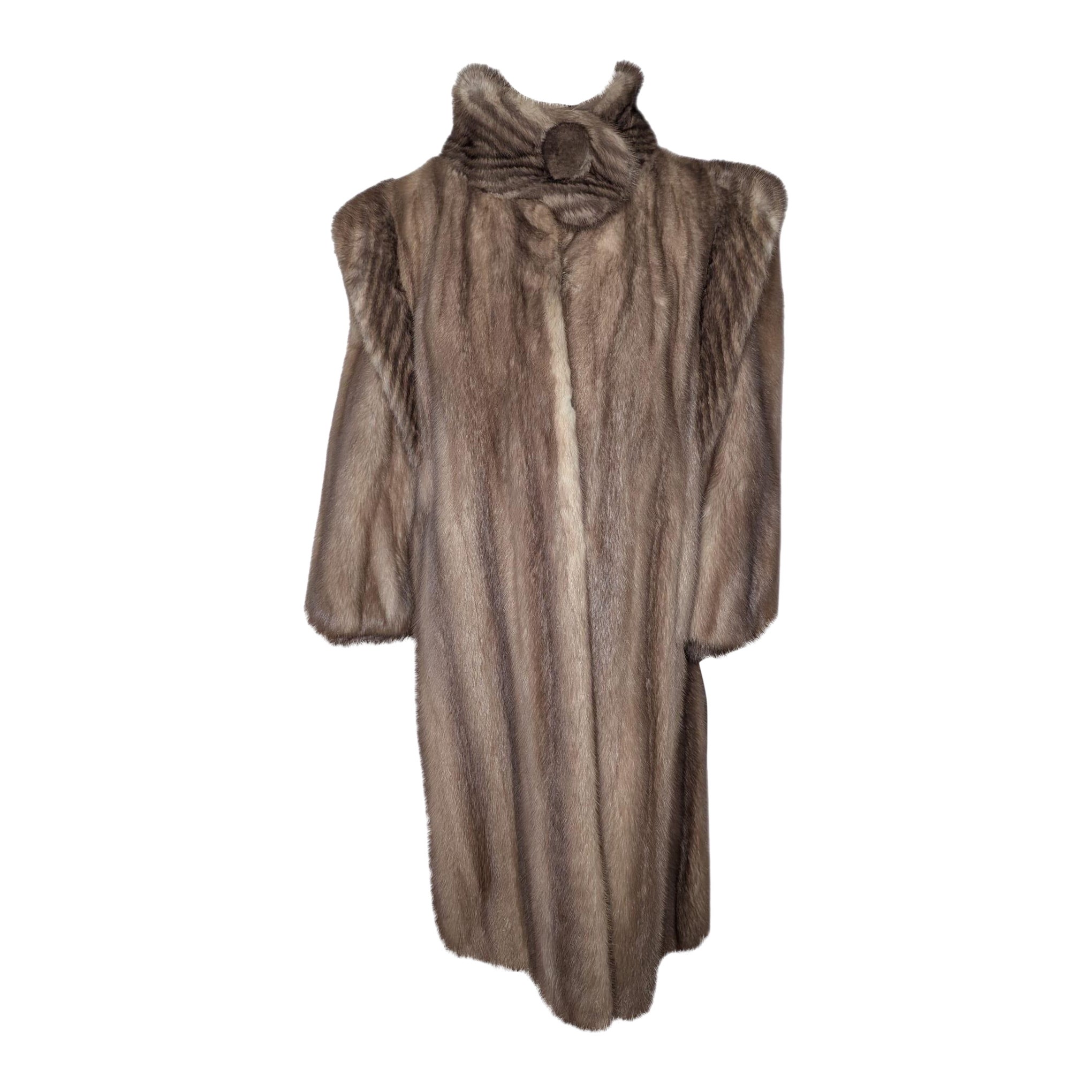 Cappotto in pelliccia di visone Lutetia pastello anni
80 di M-One 10/M