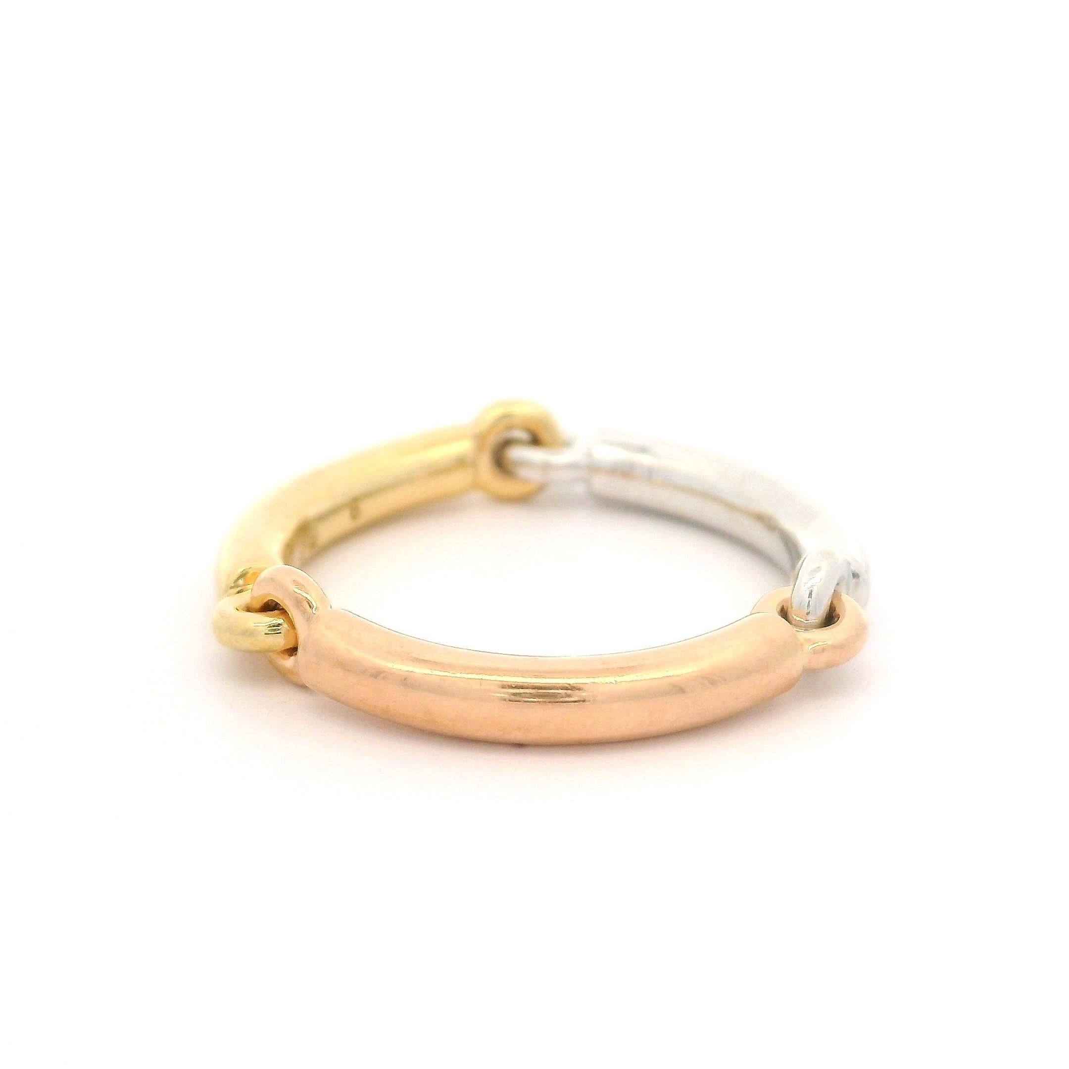 Maor 18k Tri Color Oro Finitura Lucida Lyra Anello a sezione flessibile sz 6 In condizioni ottime in vendita a Montclair, NJ