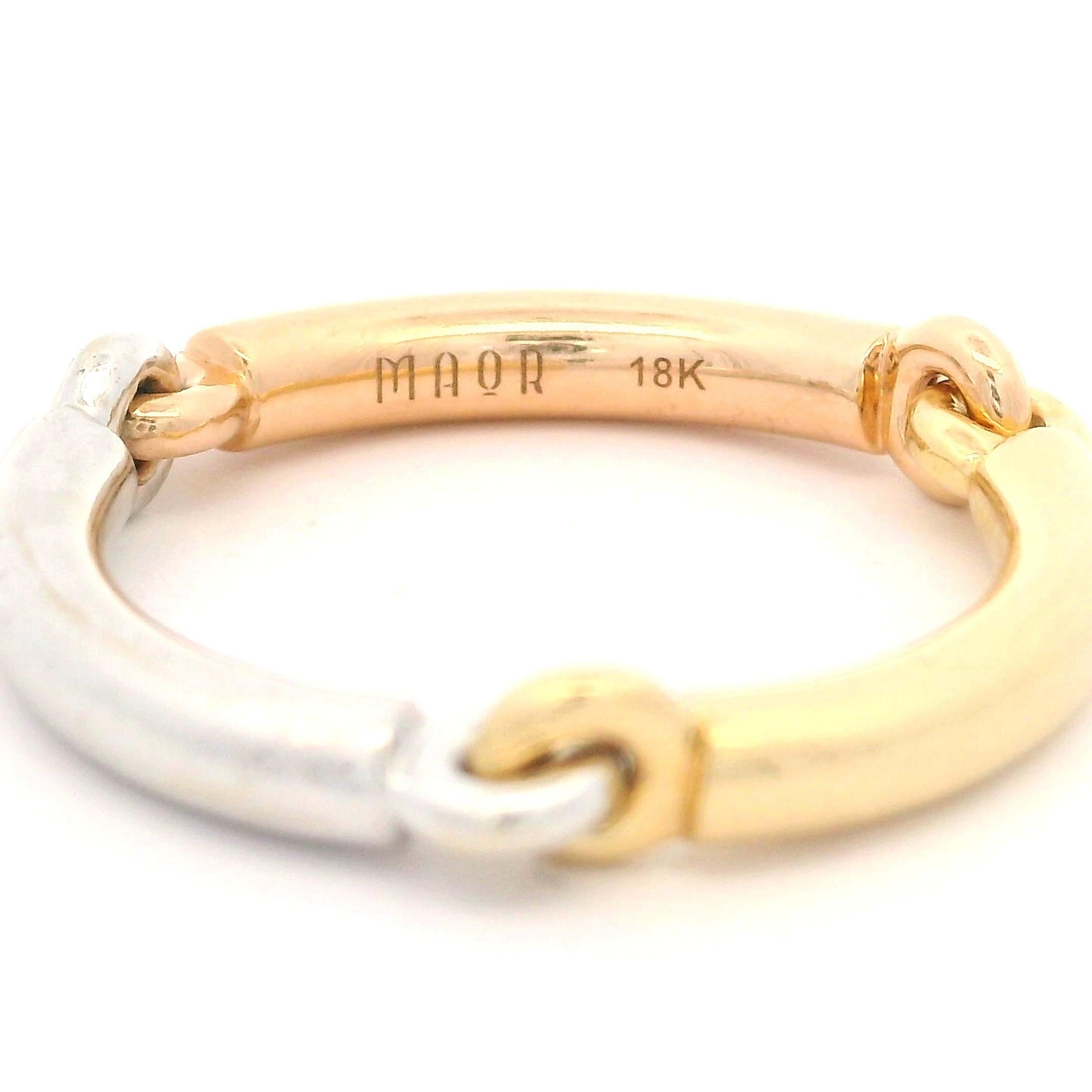 Donna Maor 18k Tri Color Oro Finitura Lucida Lyra Anello a sezione flessibile sz 6 in vendita