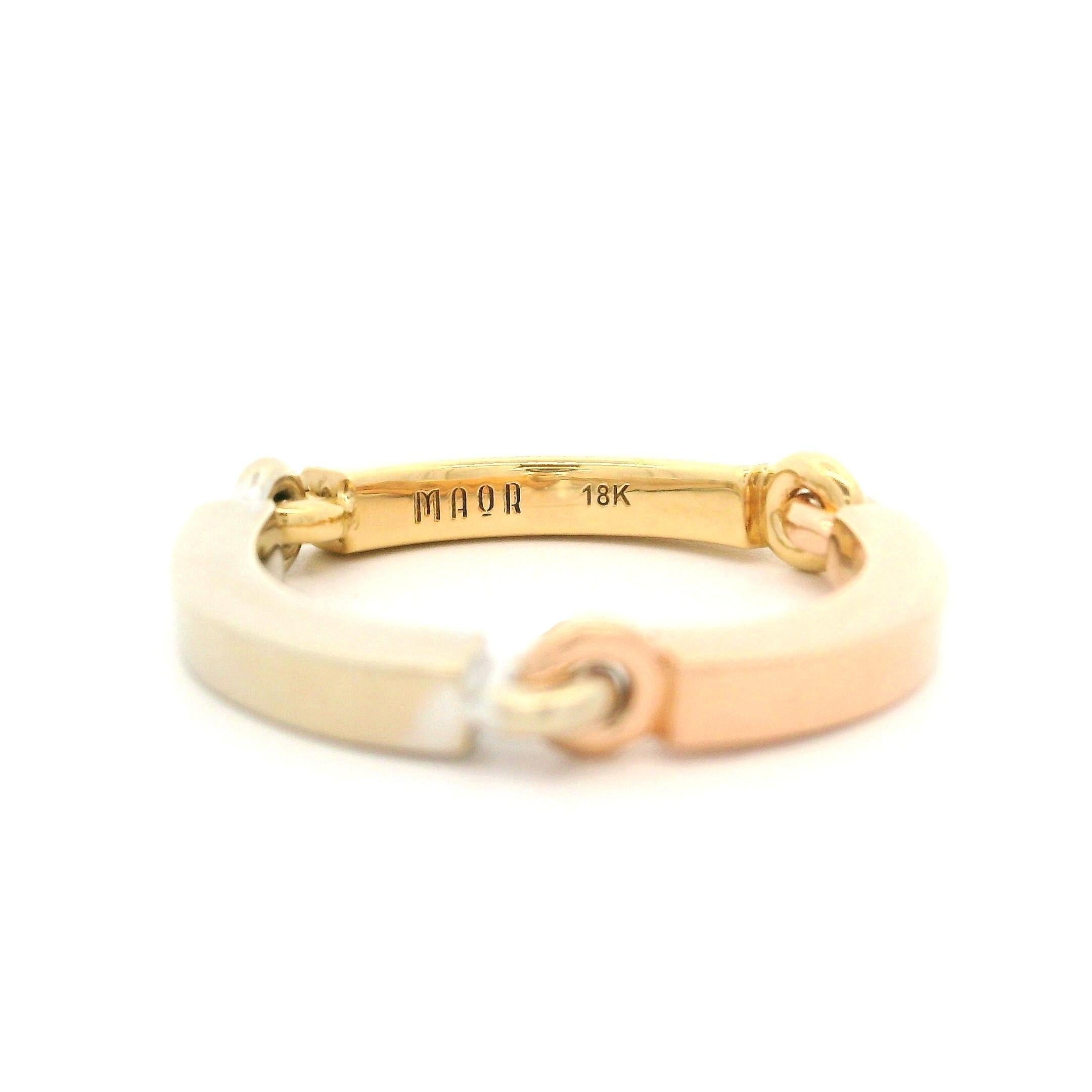 Maor Anello a fascia in oro massiccio 18k tricolore con finitura lucida sz 7 In condizioni ottime in vendita a Montclair, NJ