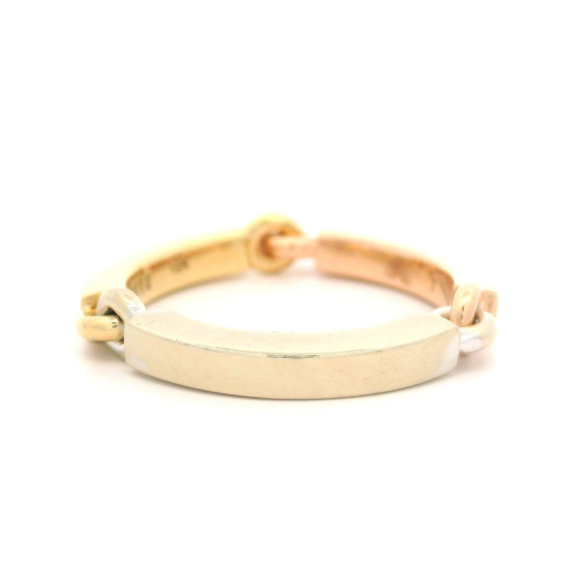 Donna Maor Anello a fascia in oro massiccio 18k tricolore con finitura lucida sz 7 in vendita