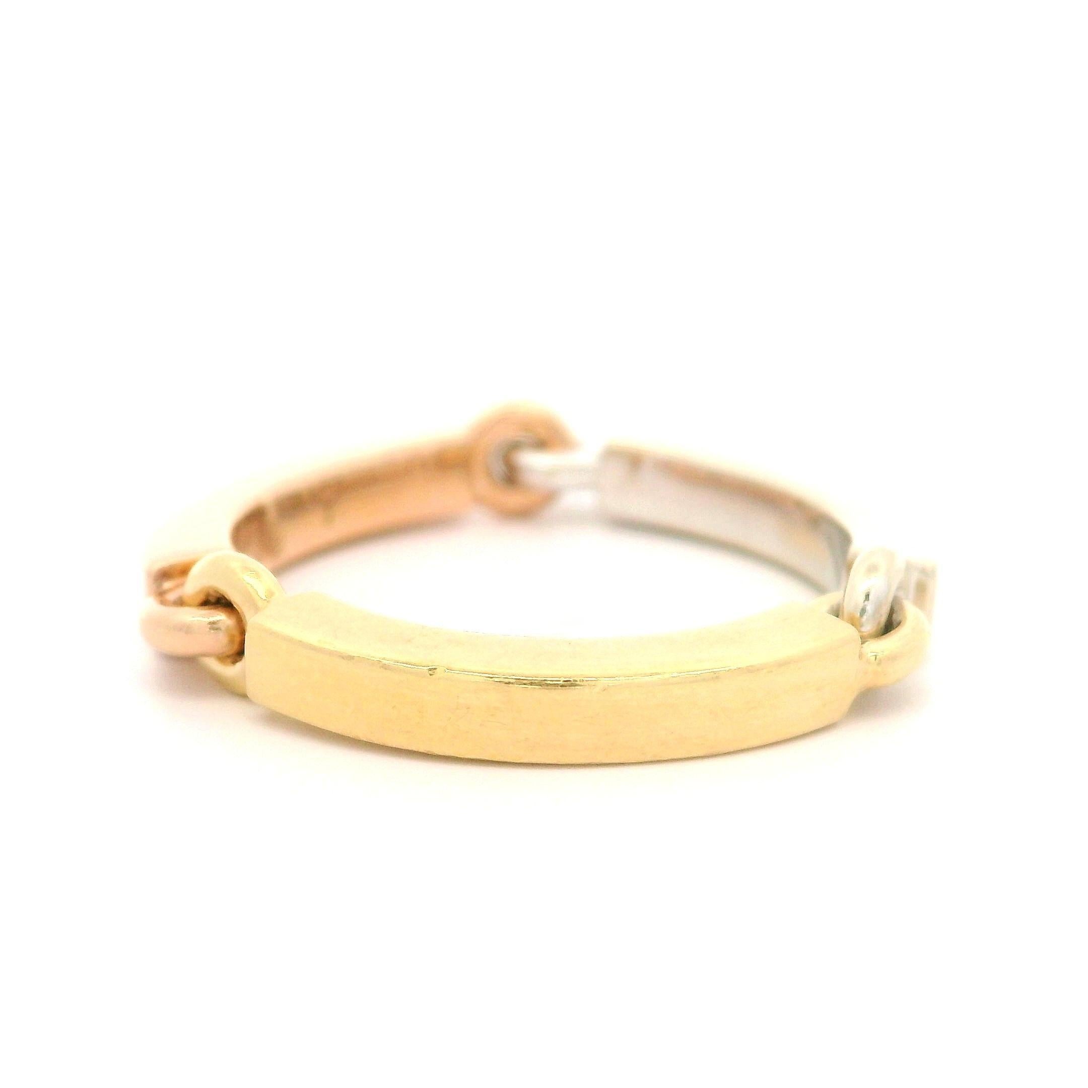 Maor Anello a fascia in oro massiccio 18k tricolore con finitura lucida sz 7 in vendita 1