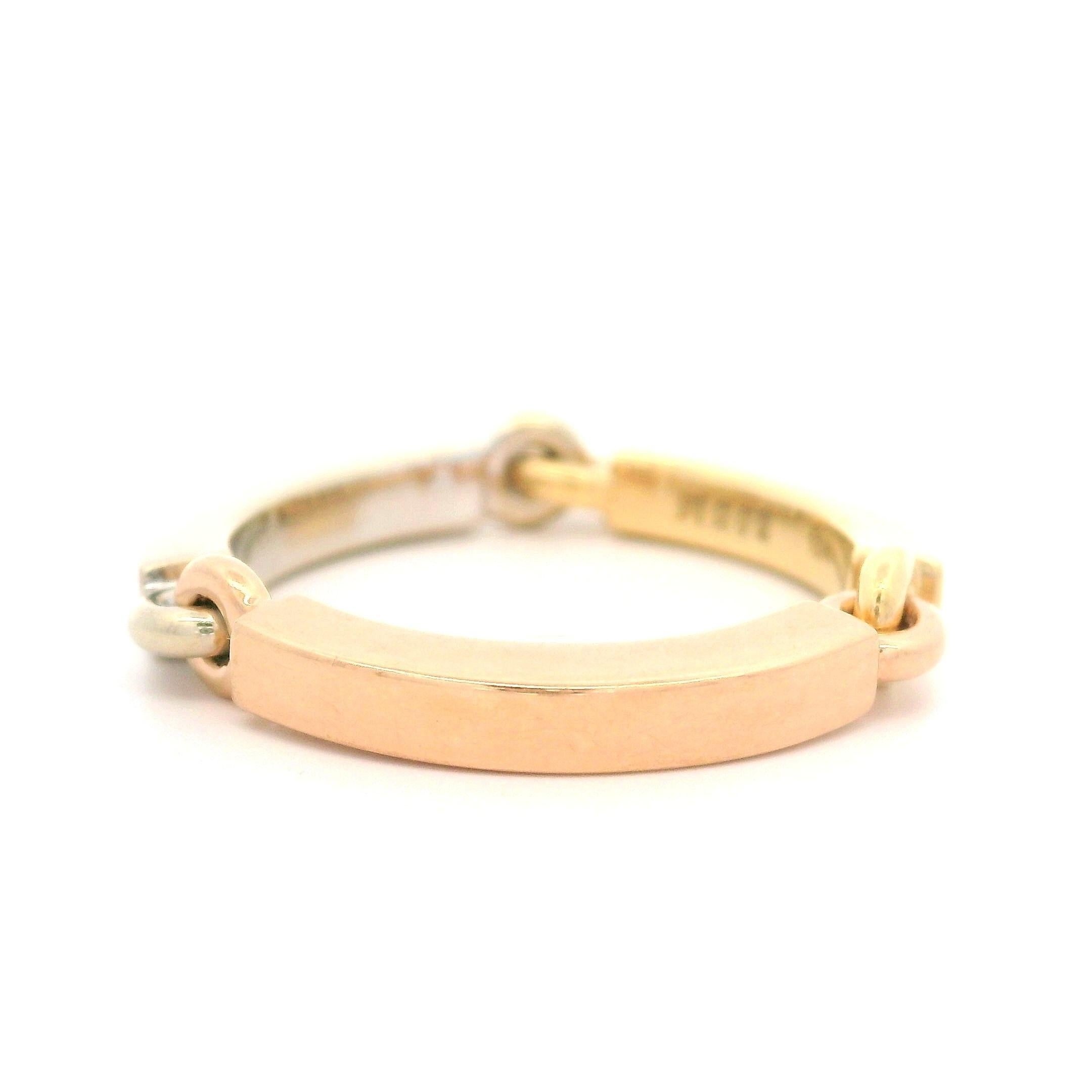 Maor Anello a fascia in oro massiccio 18k tricolore con finitura lucida sz 7 in vendita 2