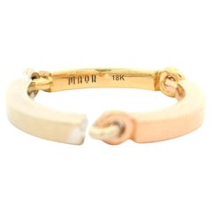 Maor Anillo de oro macizo de 18 quilates tricolor acabado pulido sección caelum sz 7