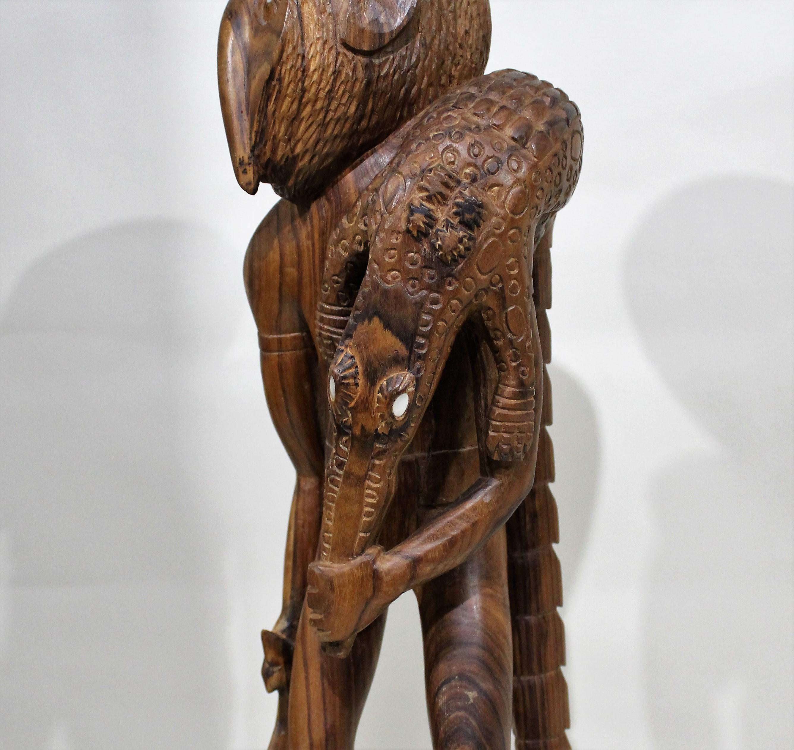 New Zealand Maori Hand Carved Tribal Sculpture of Hunter For Sale