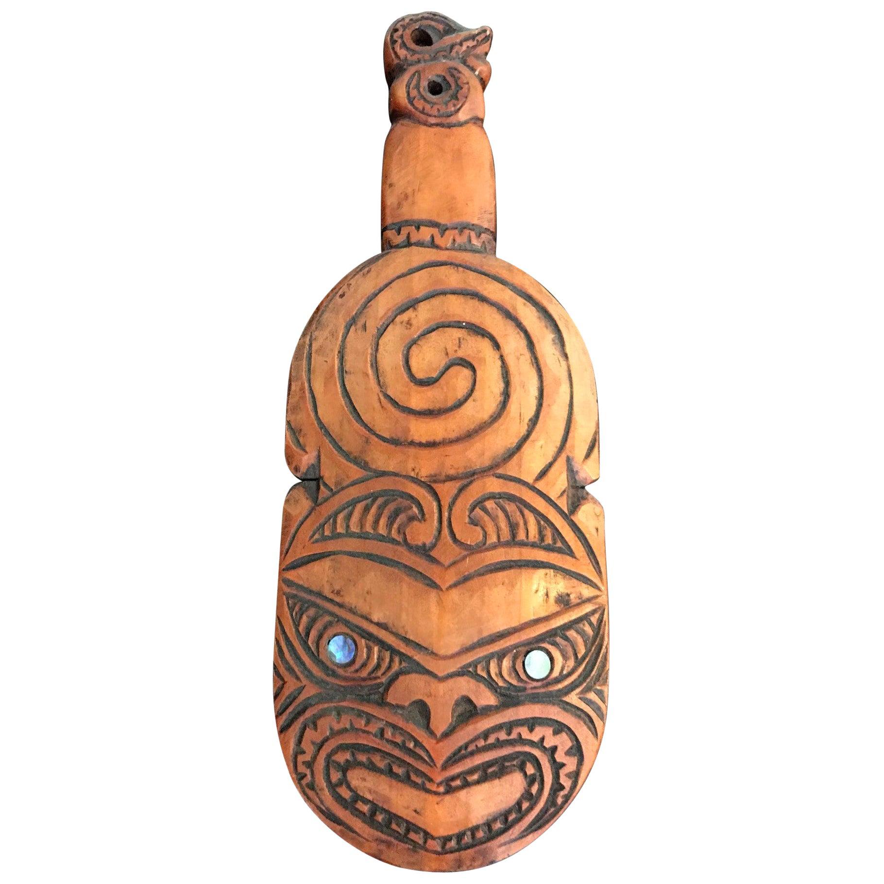 Maori New Zealand Hand Carved Wood Hand Club Patu
