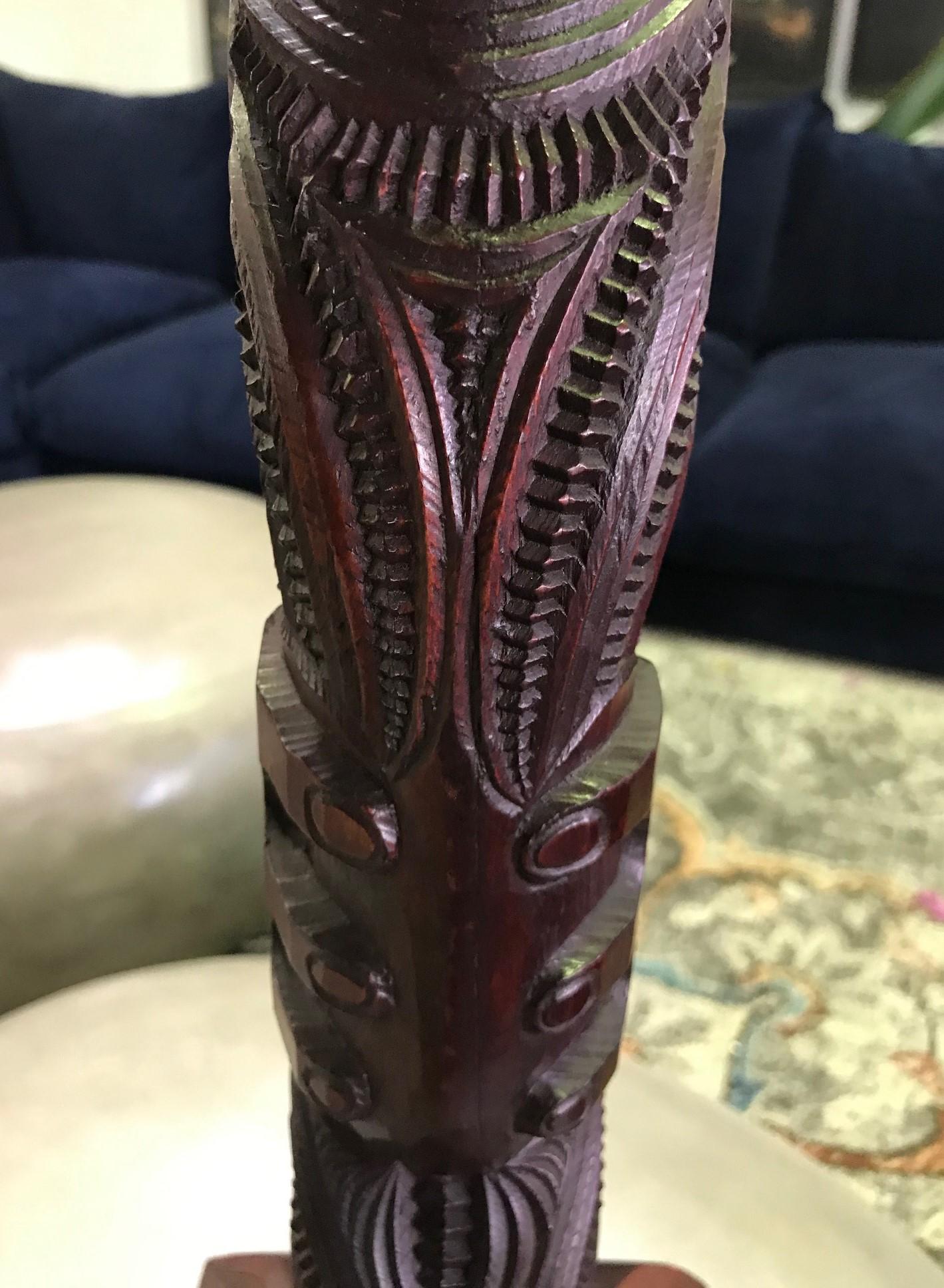 Maori New Zealand Large Carved Wood TOTEM Tribal Figure 4