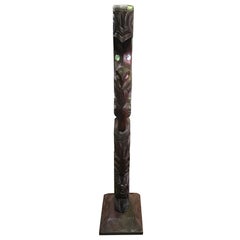 Vintage Maori New Zealand Large Carved Wood TOTEM Tribal Figure