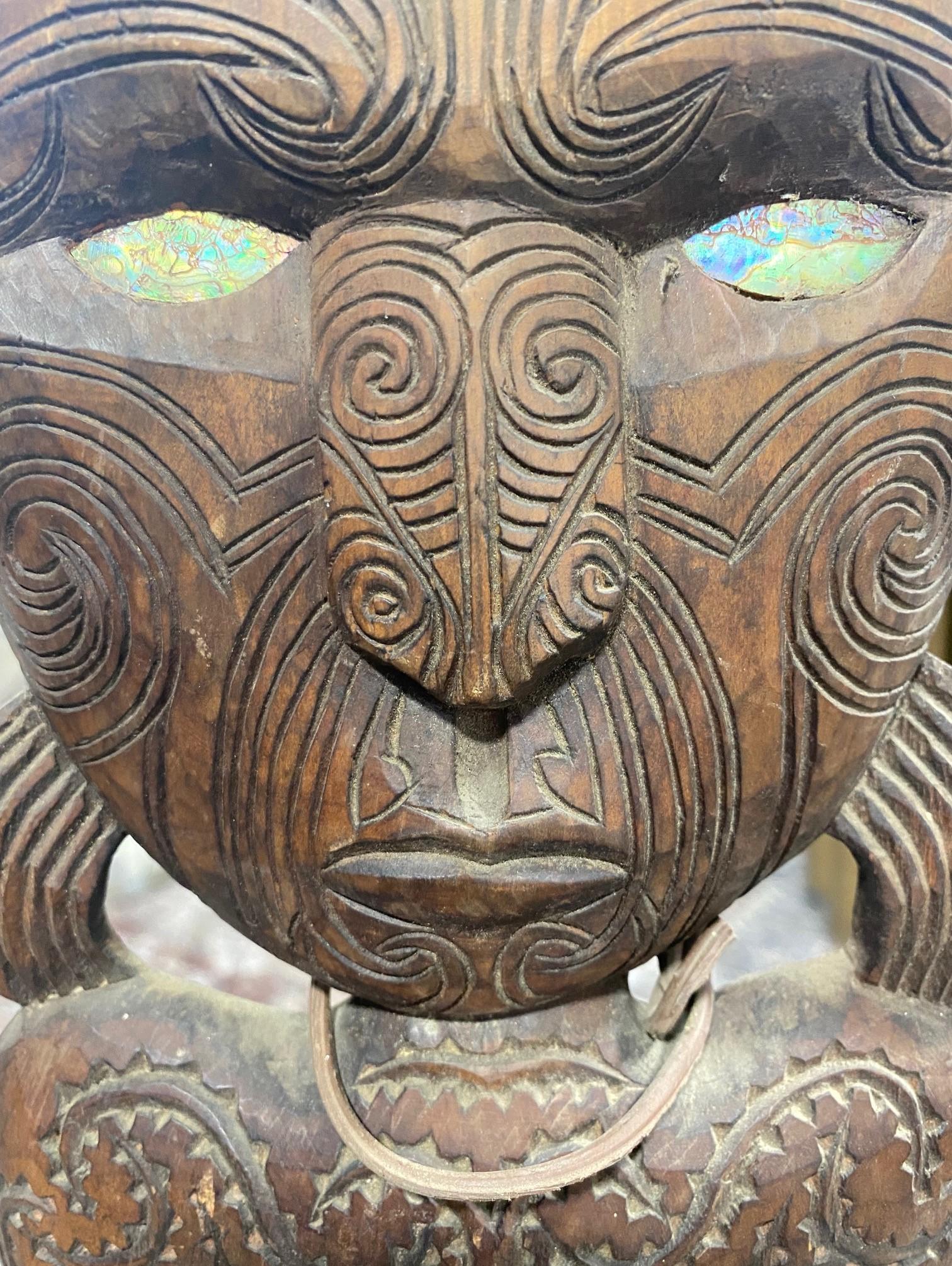 Maori New Zealand Oceanic Gable Tekoteko Totem Ancestor Spirit Wood Figure 4