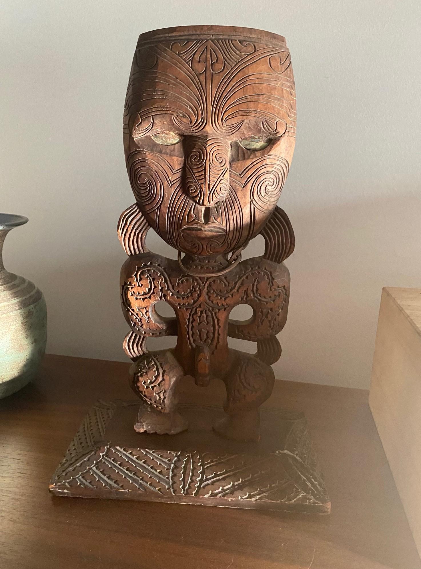 Maori New Zealand Oceanic Gable Tekoteko Totem Ancestor Spirit Wood Figure 5