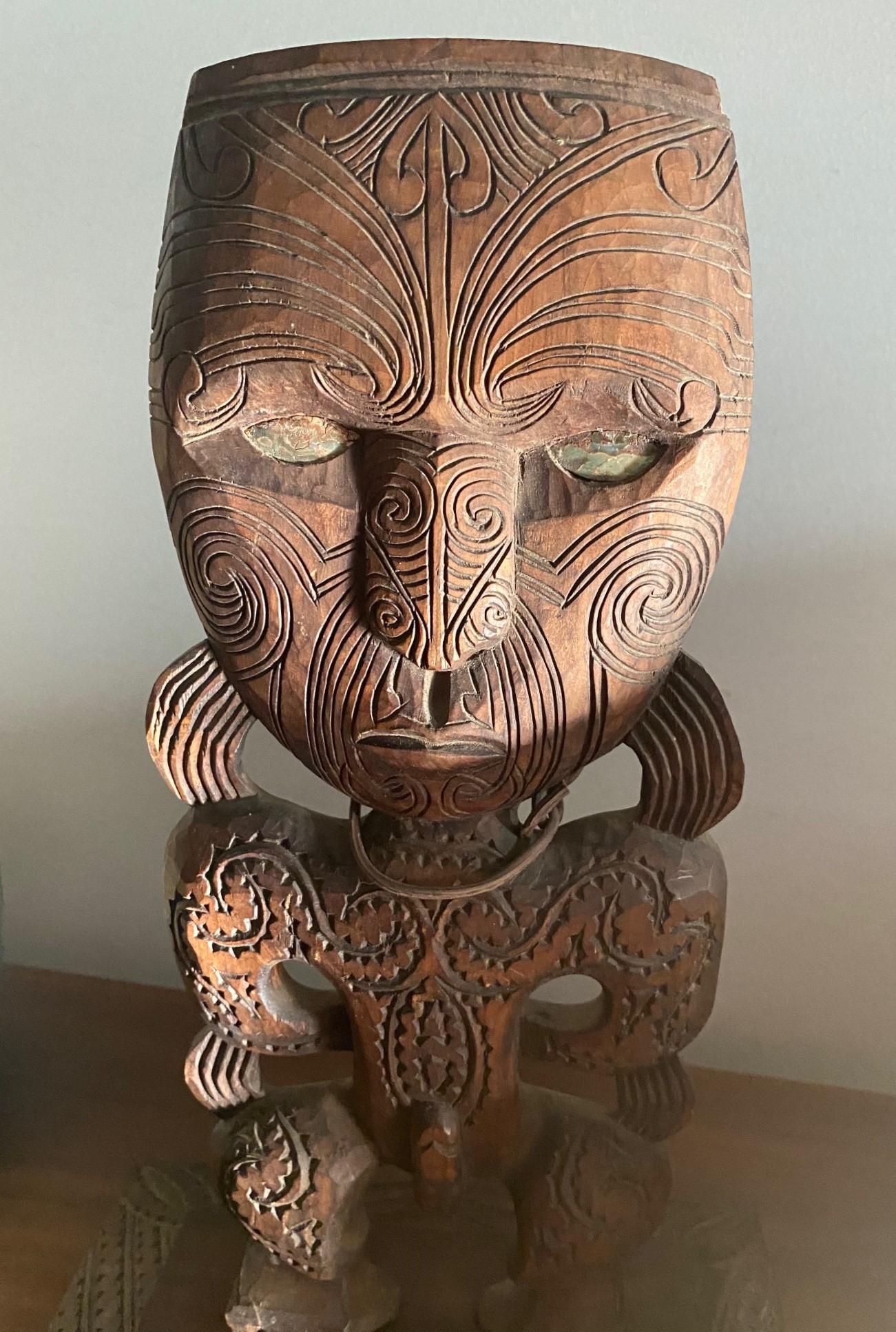 Maori New Zealand Oceanic Gable Tekoteko Totem Ancestor Spirit Wood Figure 6