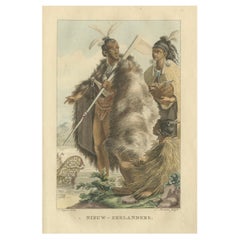 Maori Traditional Dress – Antique Hand-Colored Engraving, New Zealand, 1803