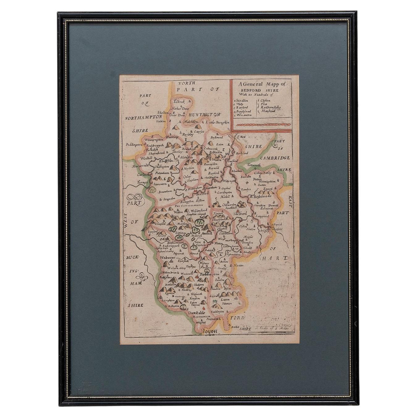 Map Bedfordshire General Framed For Sale
