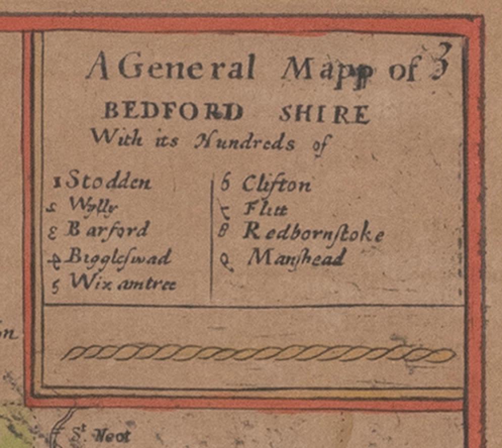 Georgien Carte du Bedfordshire n° 3 General Encadré 37 cm 14 1/2 de haut  en vente