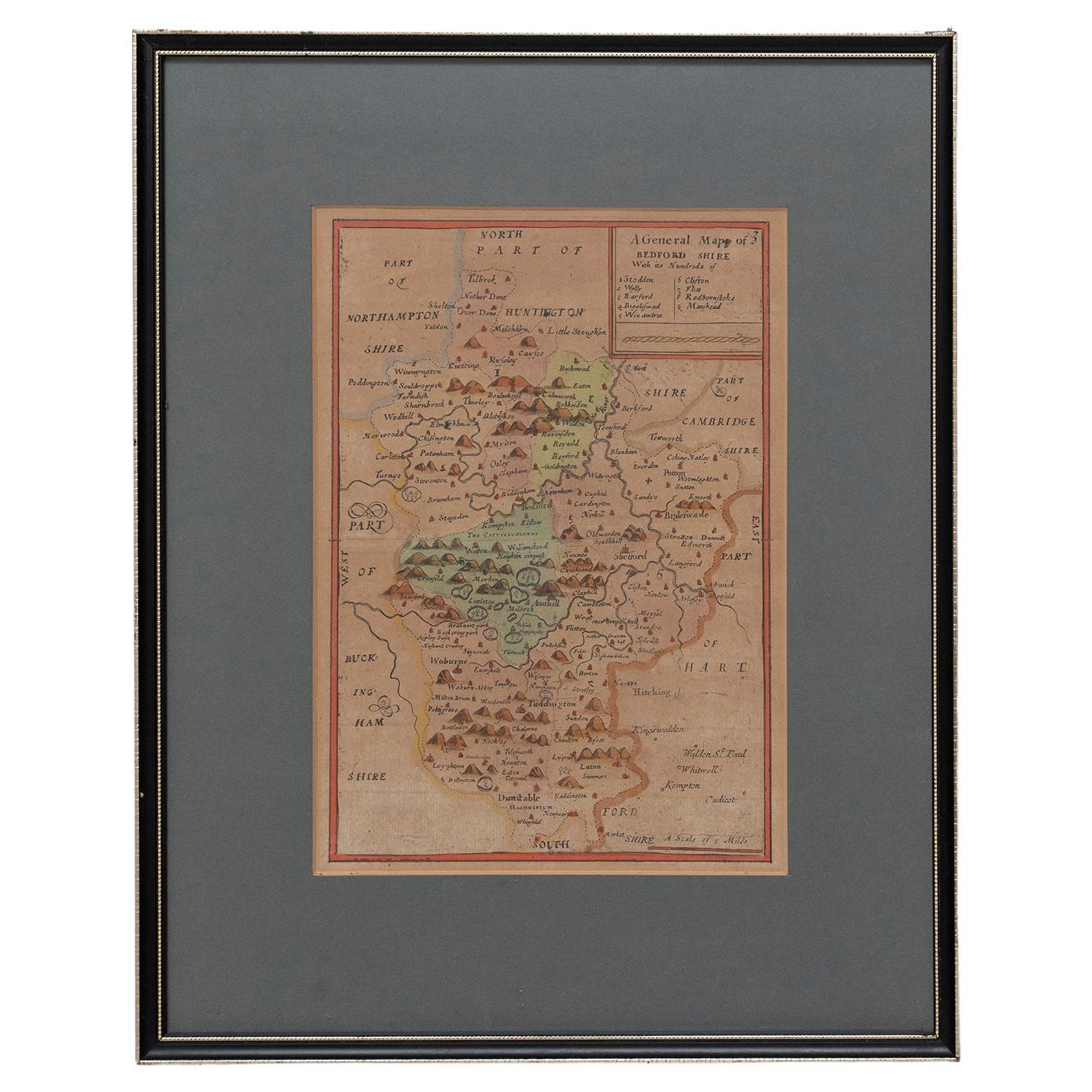 Map Bedfordshire No 3 General Framed For Sale