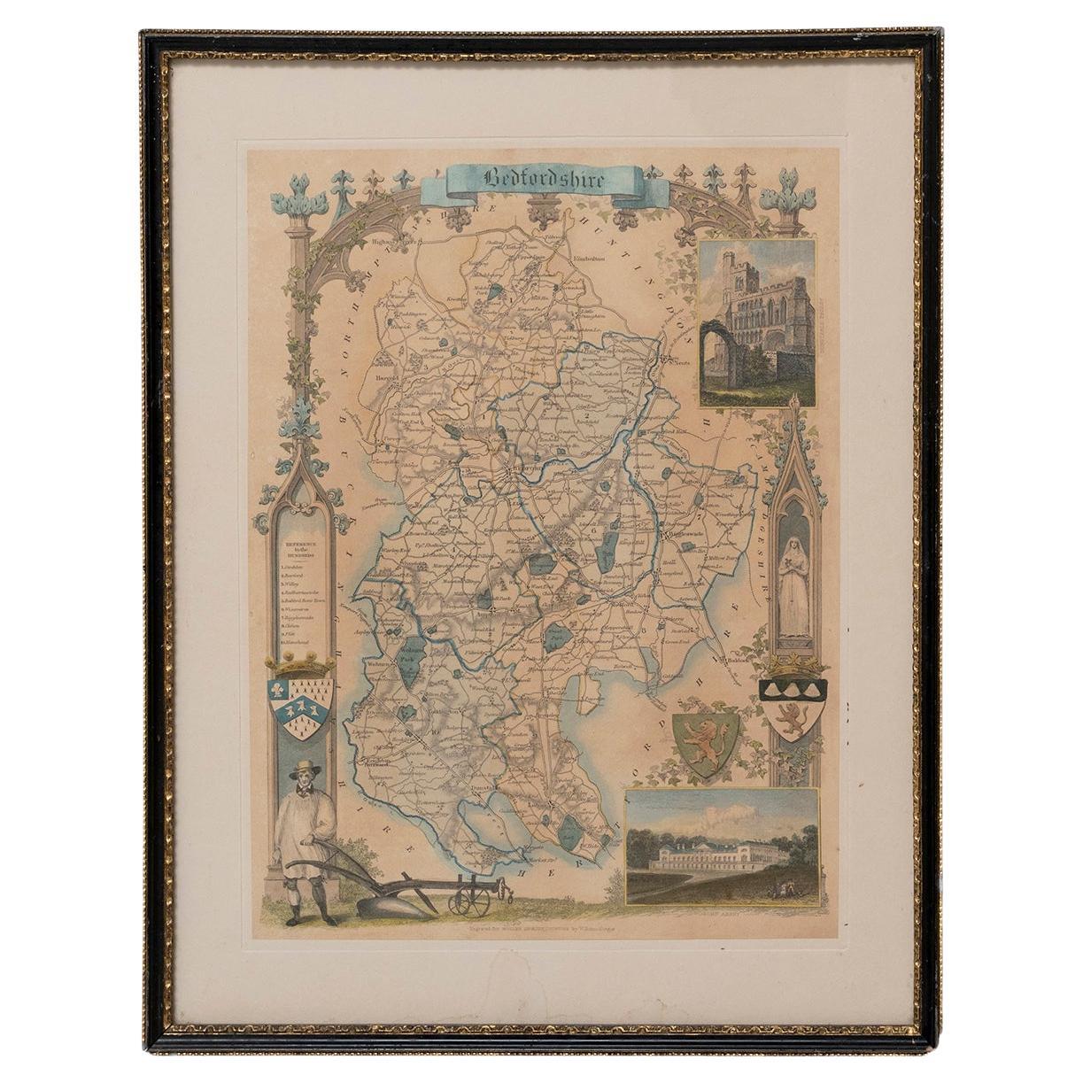 Map Bedfordshire WilliamSchmollinger Dunstable Priory Woburn Abbey Moules Gothic