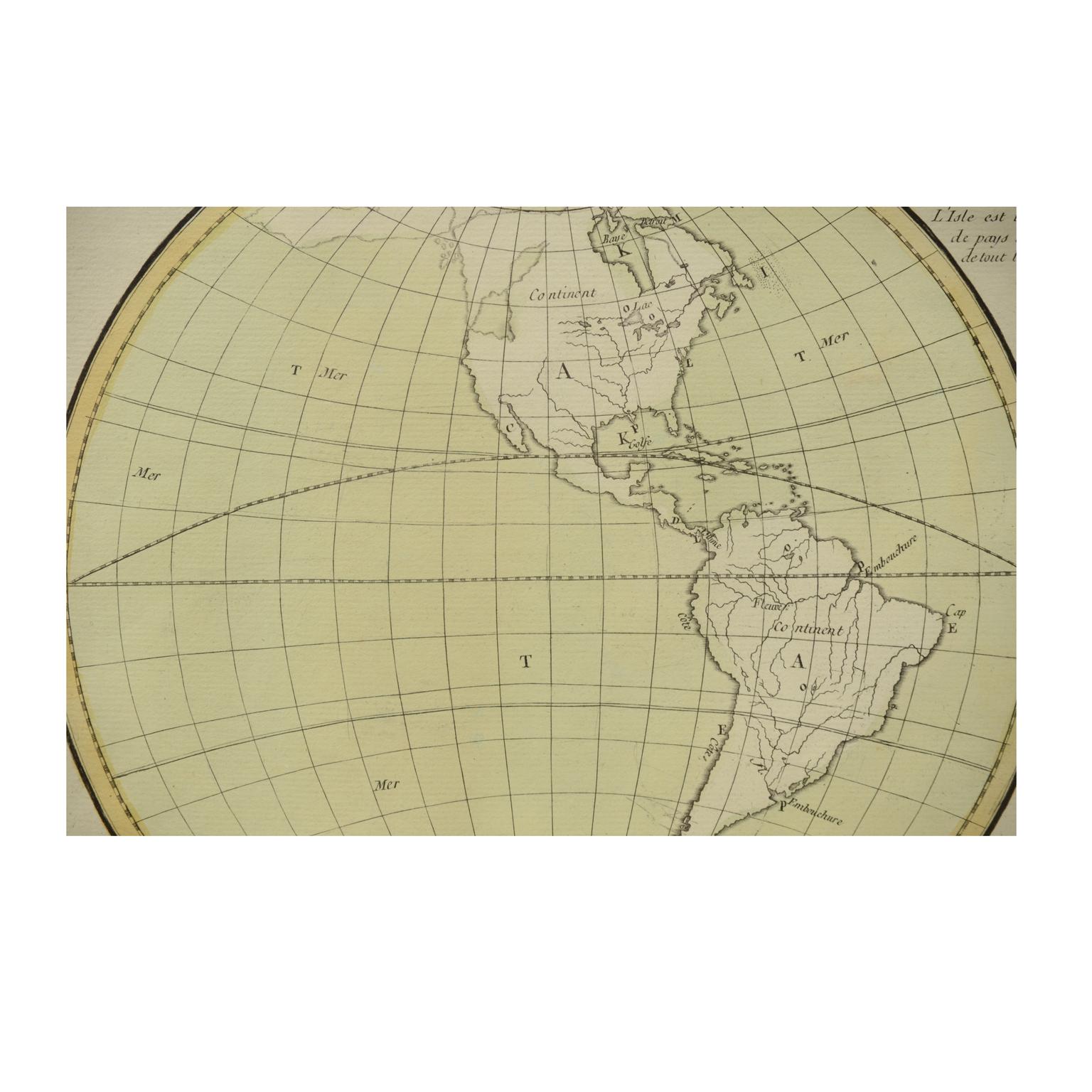 1850 Old French Map Depicting the Entire Earth's Surface Divided into Two Parts For Sale 5