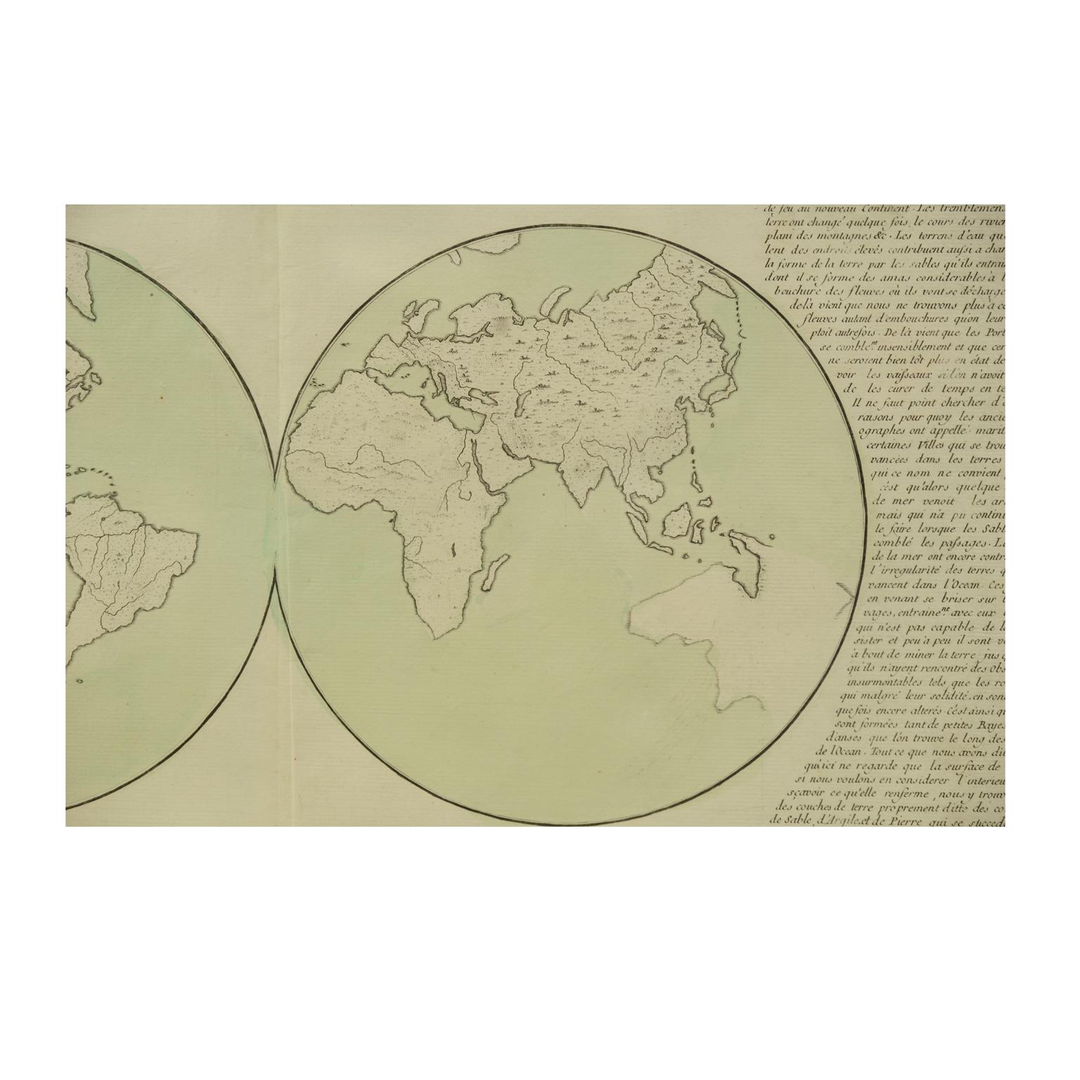 1850 Old French Map Depicting the Entire Earth's Surface Divided into Two Parts For Sale 6