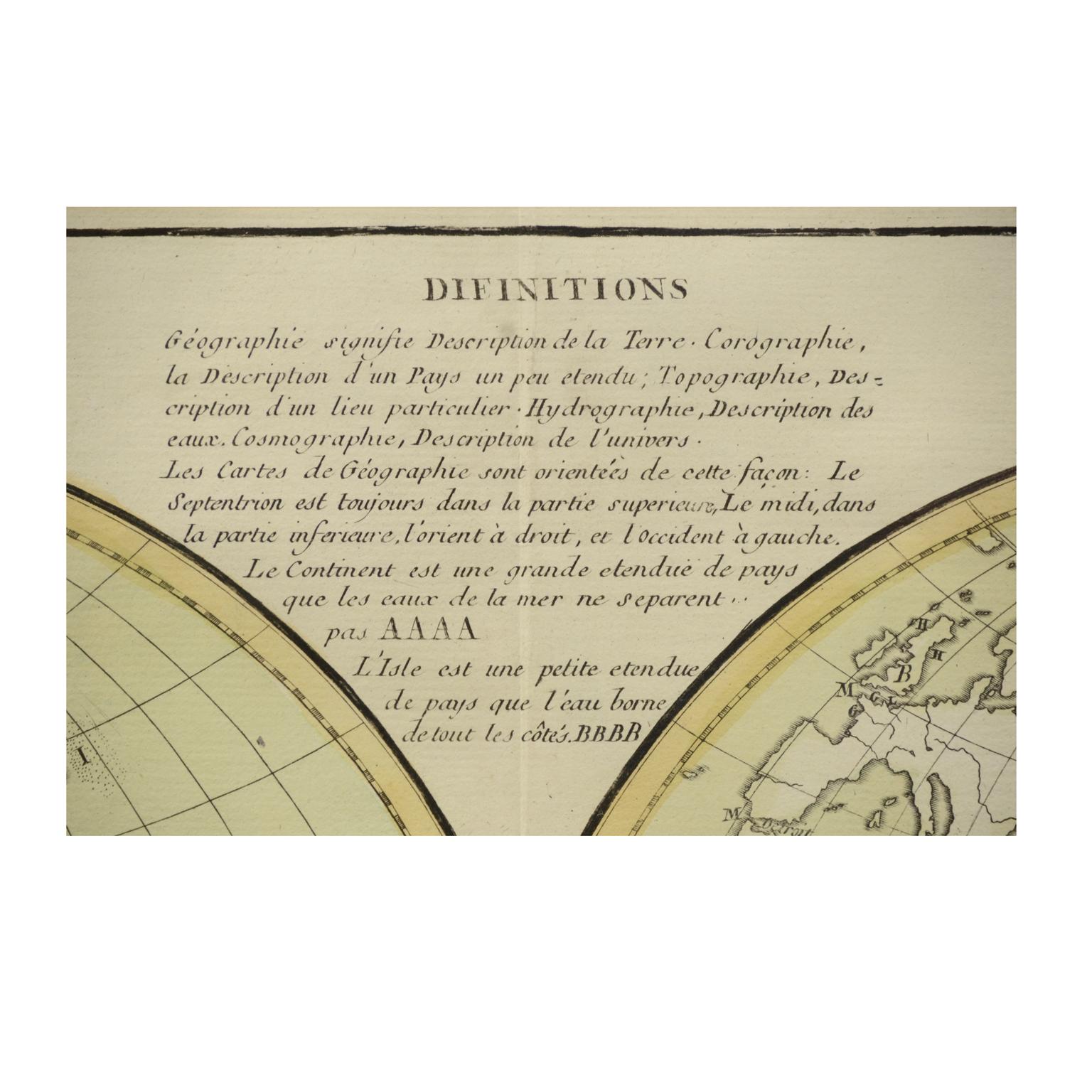 1850 Old French Map Depicting the Entire Earth's Surface Divided into Two Parts For Sale 8