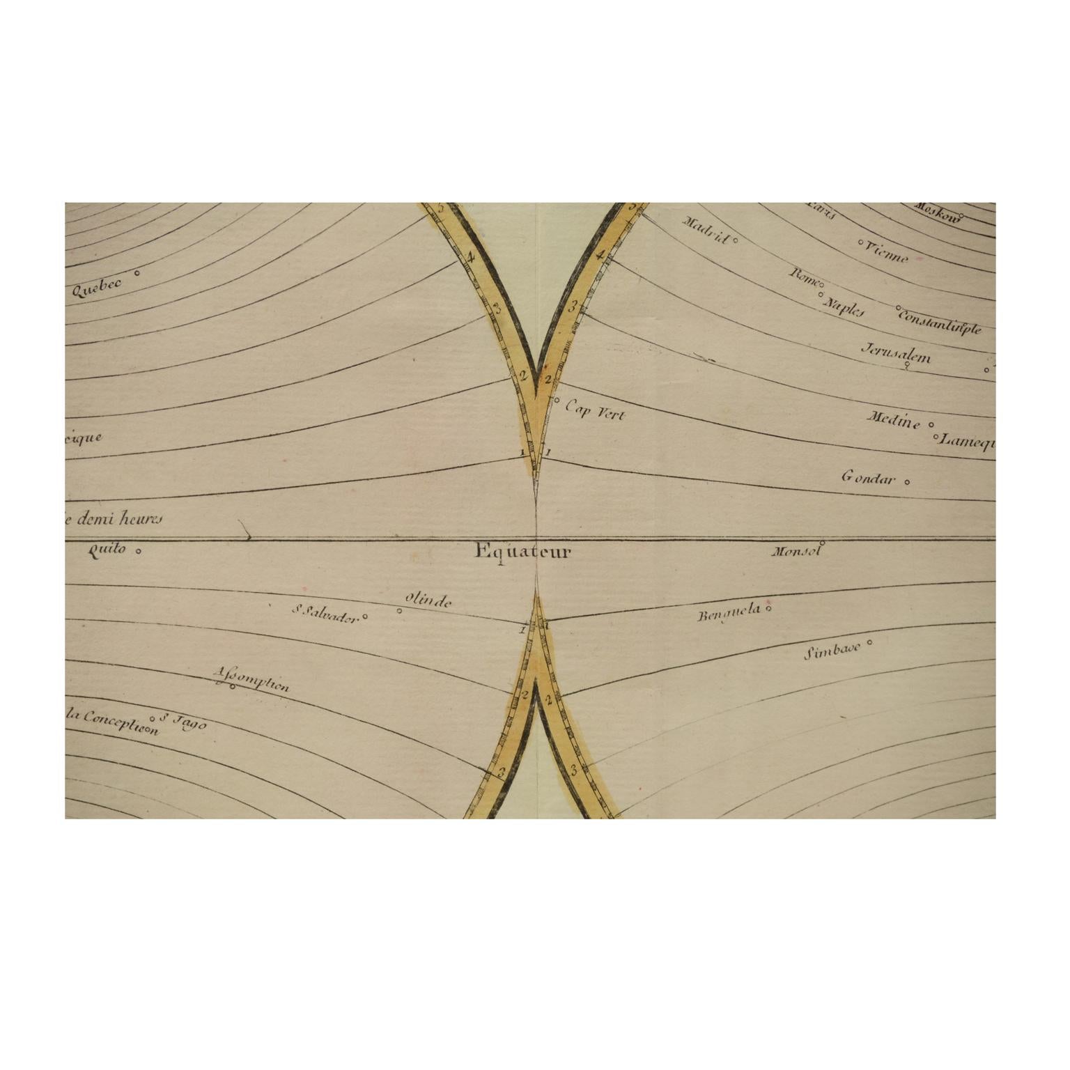 1850 Old French Map Depicting the Entire Earth's Surface Divided into Two Parts For Sale 8