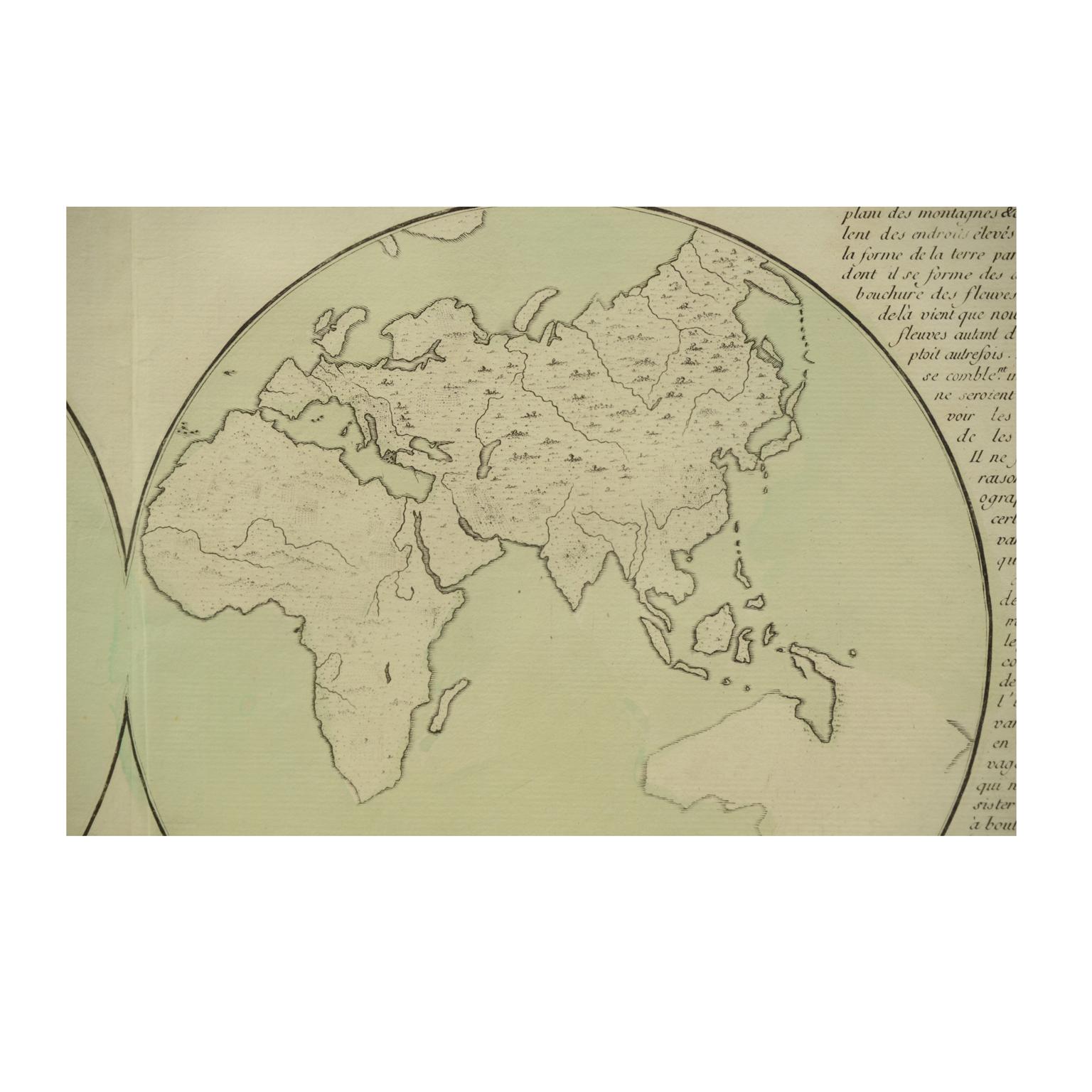 1850 Old French Map Depicting the Entire Earth's Surface Divided into Two Parts For Sale 8