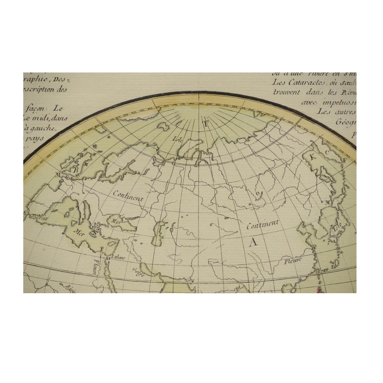 1850 Old French Map Depicting the Entire Earth's Surface Divided into Two Parts For Sale 9