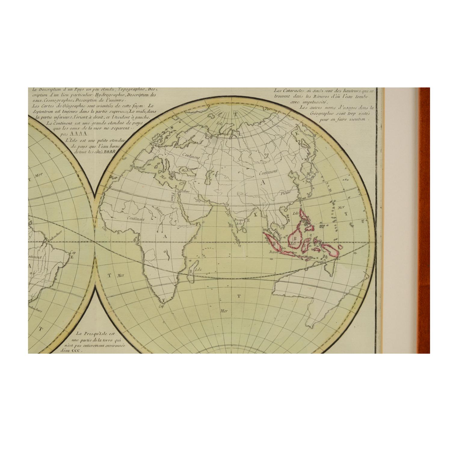 1850 Old French Map Depicting the Entire Earth's Surface Divided into Two Parts For Sale 10