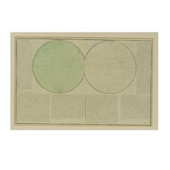 1850 Old French Map Depicting the Entire Earth's Surface Divided into Two Parts