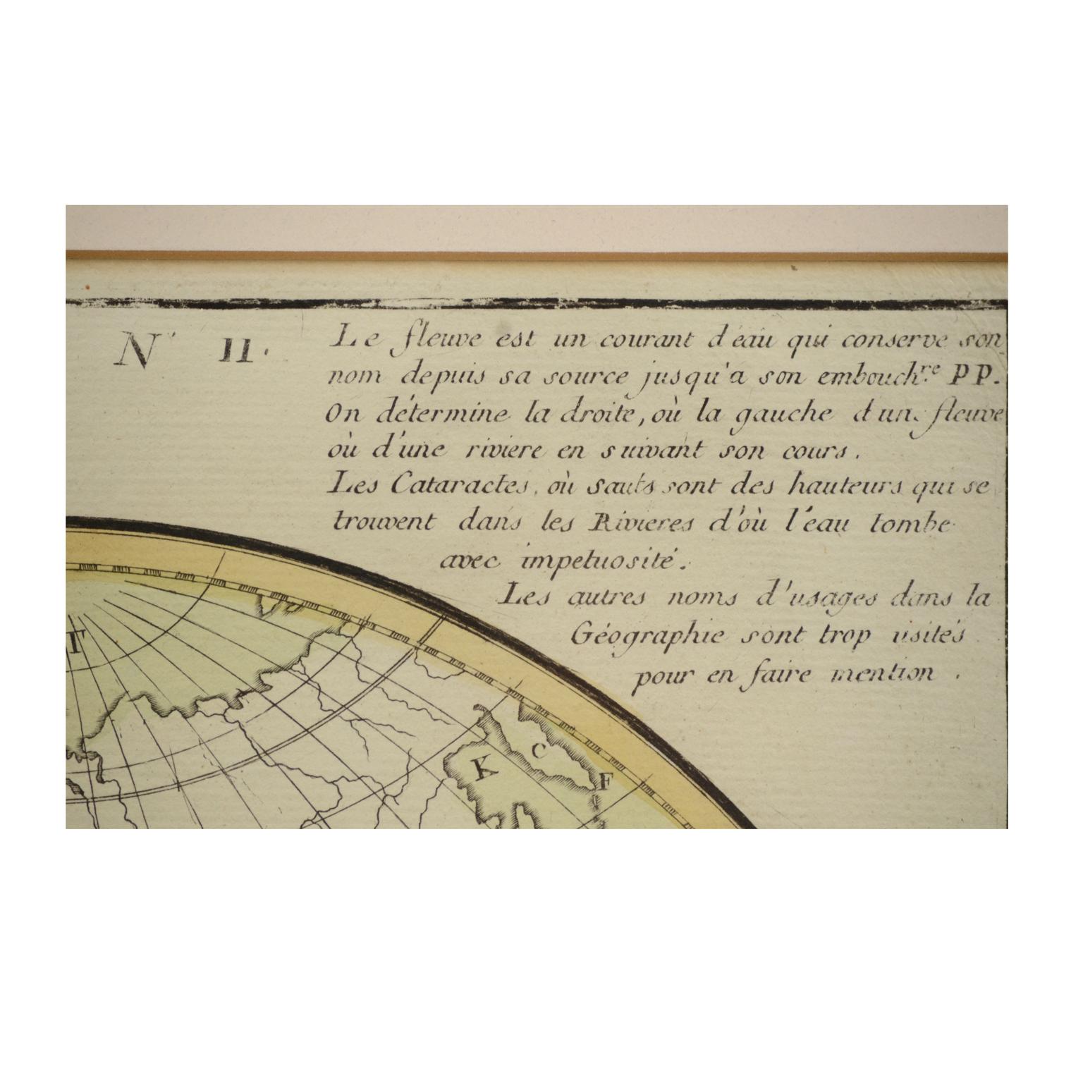 Carte française ancienne de 1850 représentant toute la surface de la Terre divisée en deux parties en vente 11