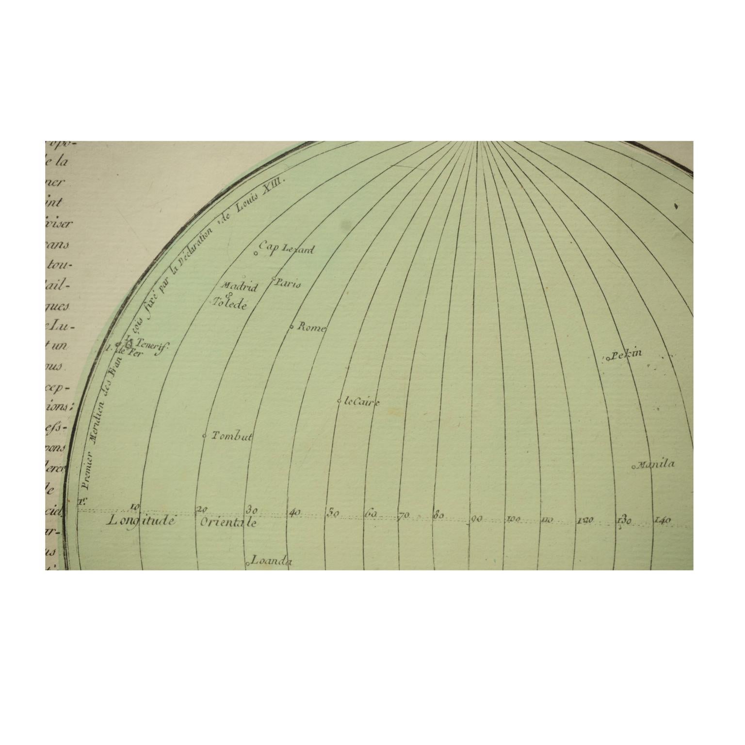 1850 Old French Map Depicting the Entire Earth's Surface Divided into Two Parts For Sale 1