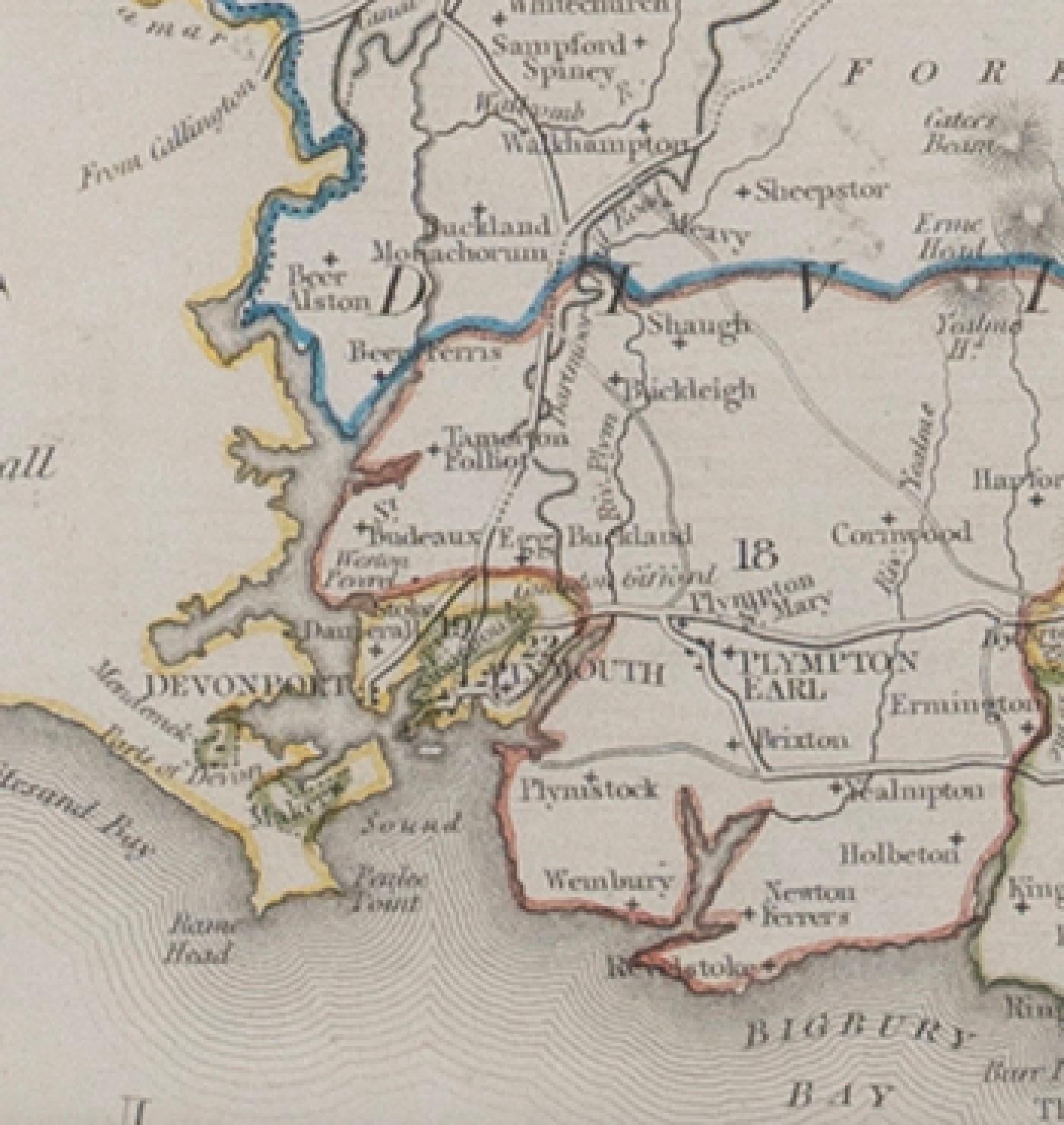 Map Devonshire Richard Creighton J&C Walker Sculp Samuel Lewis In Good Condition For Sale In BUNGAY, SUFFOLK