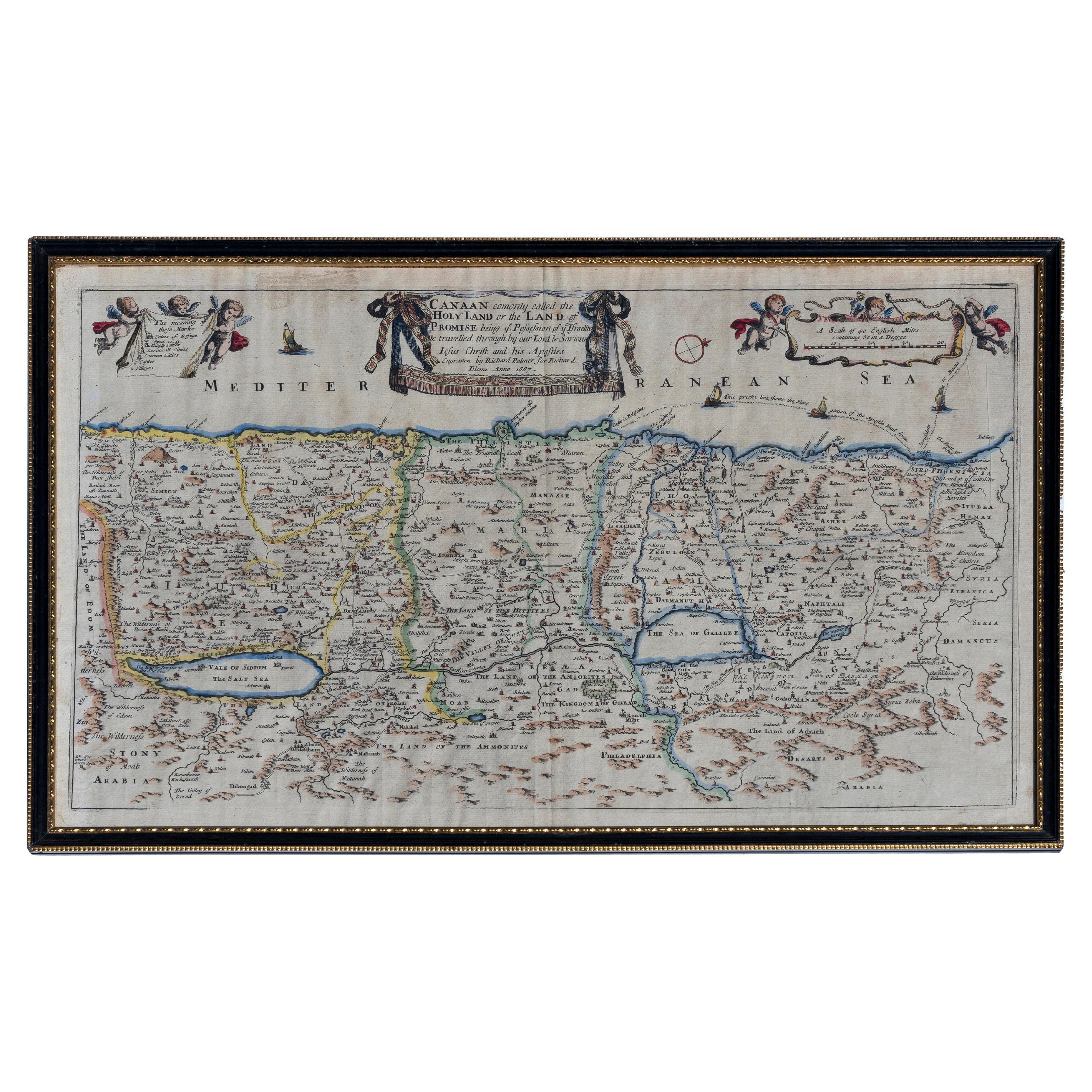 Map Holy Promise Land Canaan Richard Palmer Richard Blome 1687 Joseph Moxon  For Sale at 1stDibs