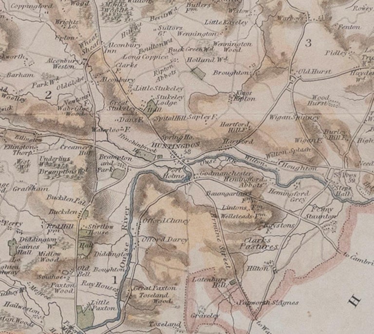 Map Huntingdonshire R Scott Archibald Fullarton and Co Glasgow For Sale