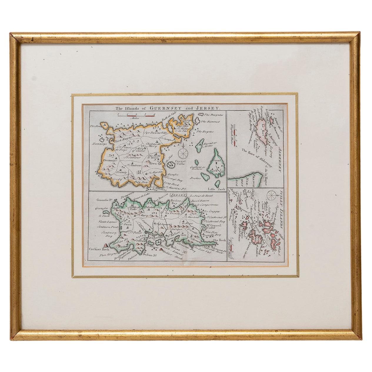 Map Jersey Guernsey Scilly Islands Alderney For Sale