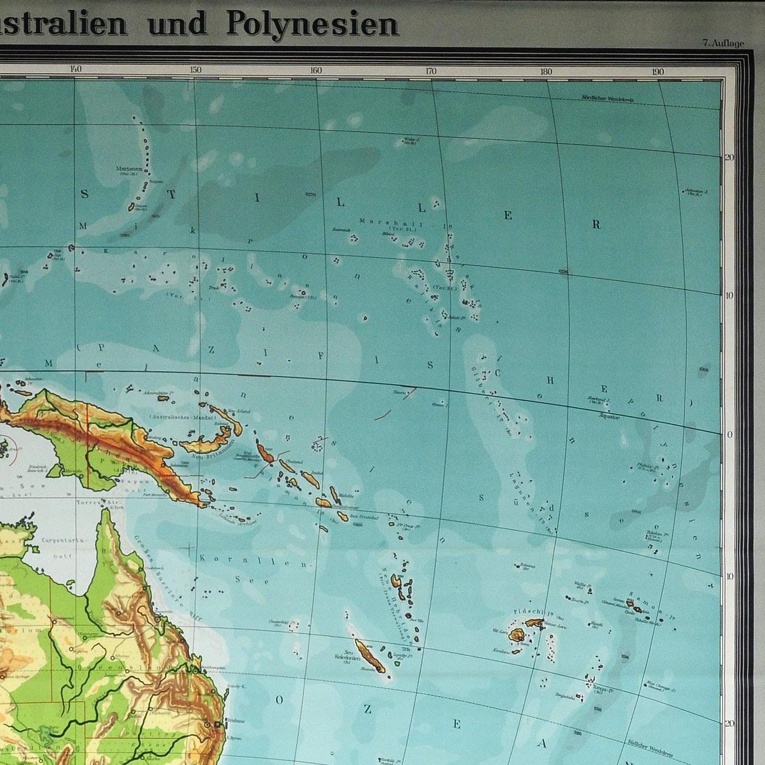 Wandkartenplakat „Vintage“, Rollbar, Australien, Neuseeland, Polynesia (Land) im Angebot