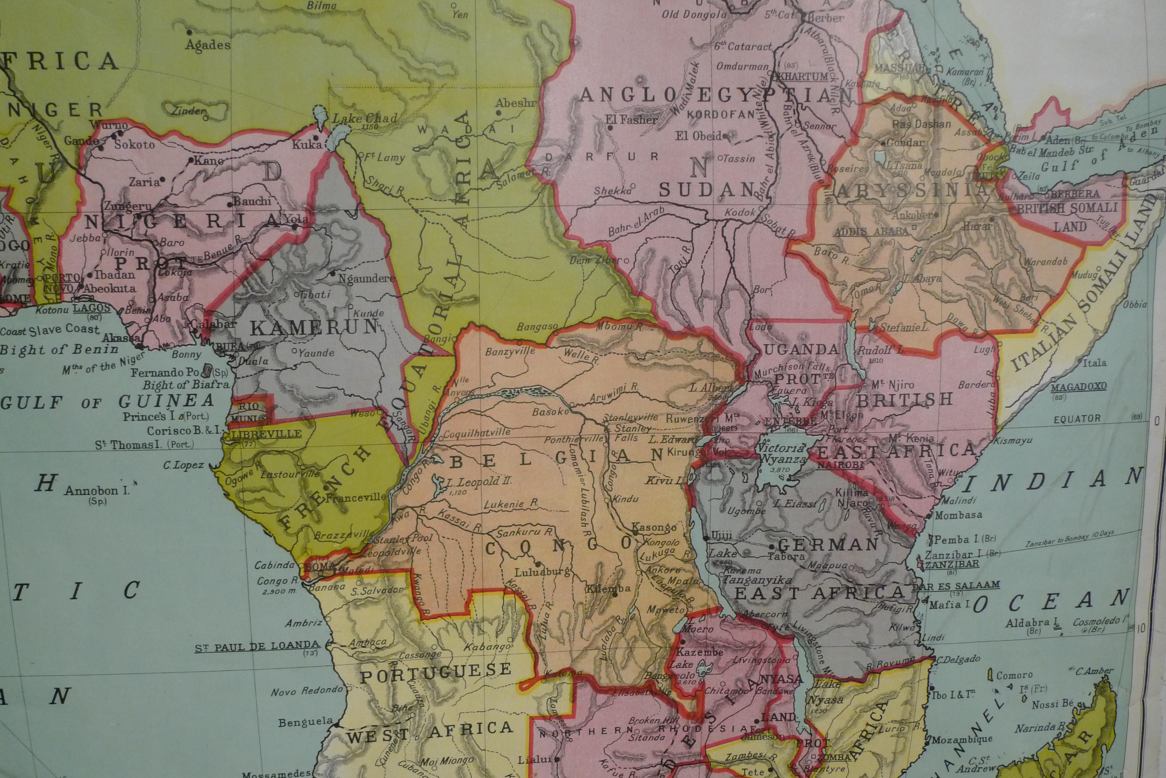 Mappa dell'Africa, archivio.  Stampato a Edimburgo, Scozia, 1916. Consegna gratuita in vendita 5