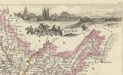 Map of Ain France with Vineyards of Bugey and Notable Portraits, c.1850