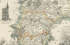 Map of Aisne France with Soissons and Champagne Vineyards by Vuillemin, 19th c