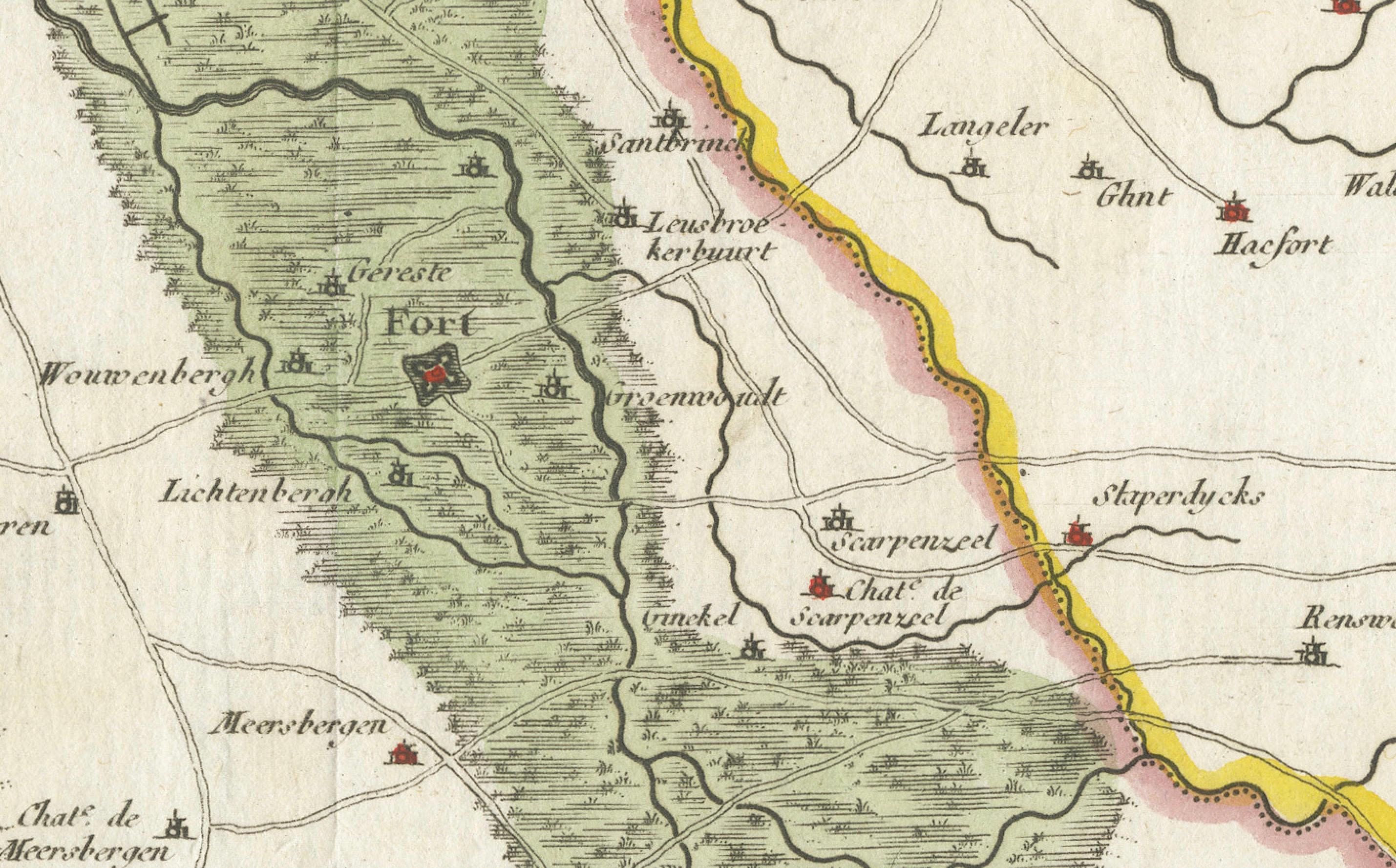 Carte de Amersfoort et contours de Covens & Mortier, publiée en 1747 Bon état - En vente à Langweer, NL