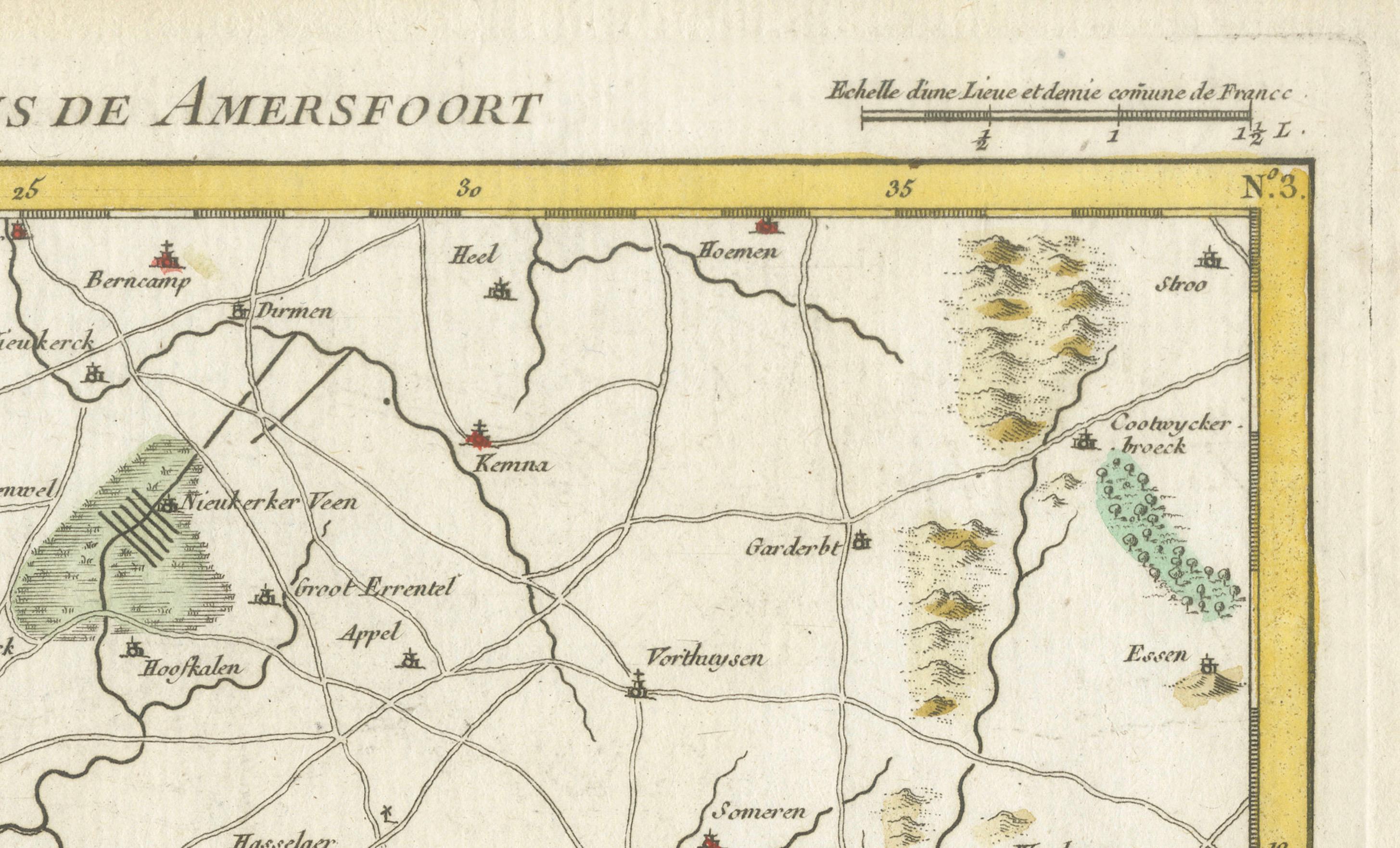 Papier Carte de Amersfoort et contours de Covens & Mortier, publiée en 1747 en vente