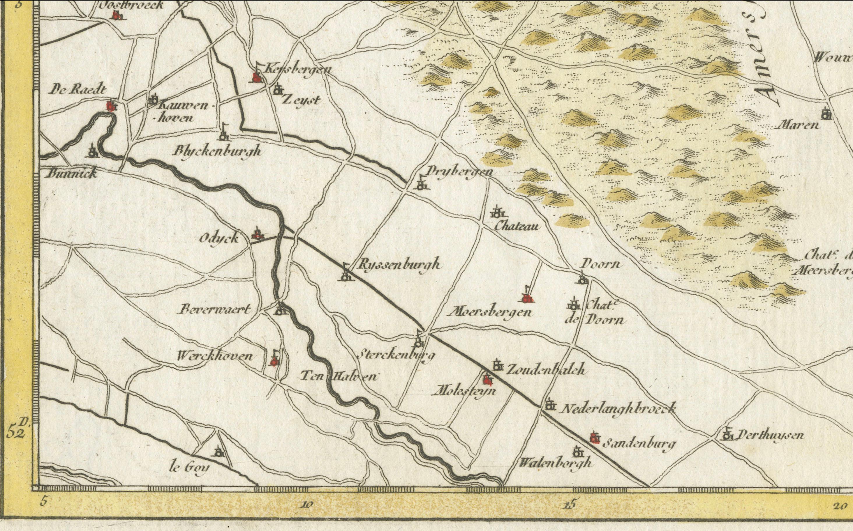Carte de Amersfoort et contours de Covens & Mortier, publiée en 1747 en vente 1