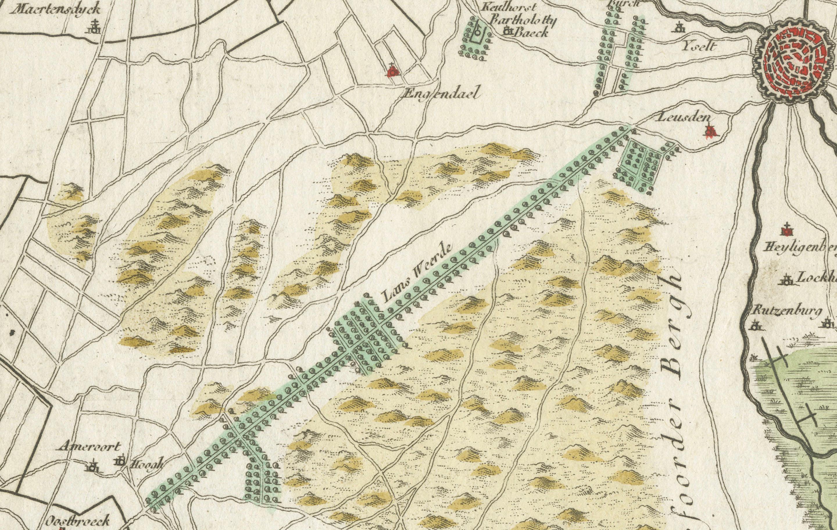 Carte de Amersfoort et contours de Covens & Mortier, publiée en 1747 en vente 2