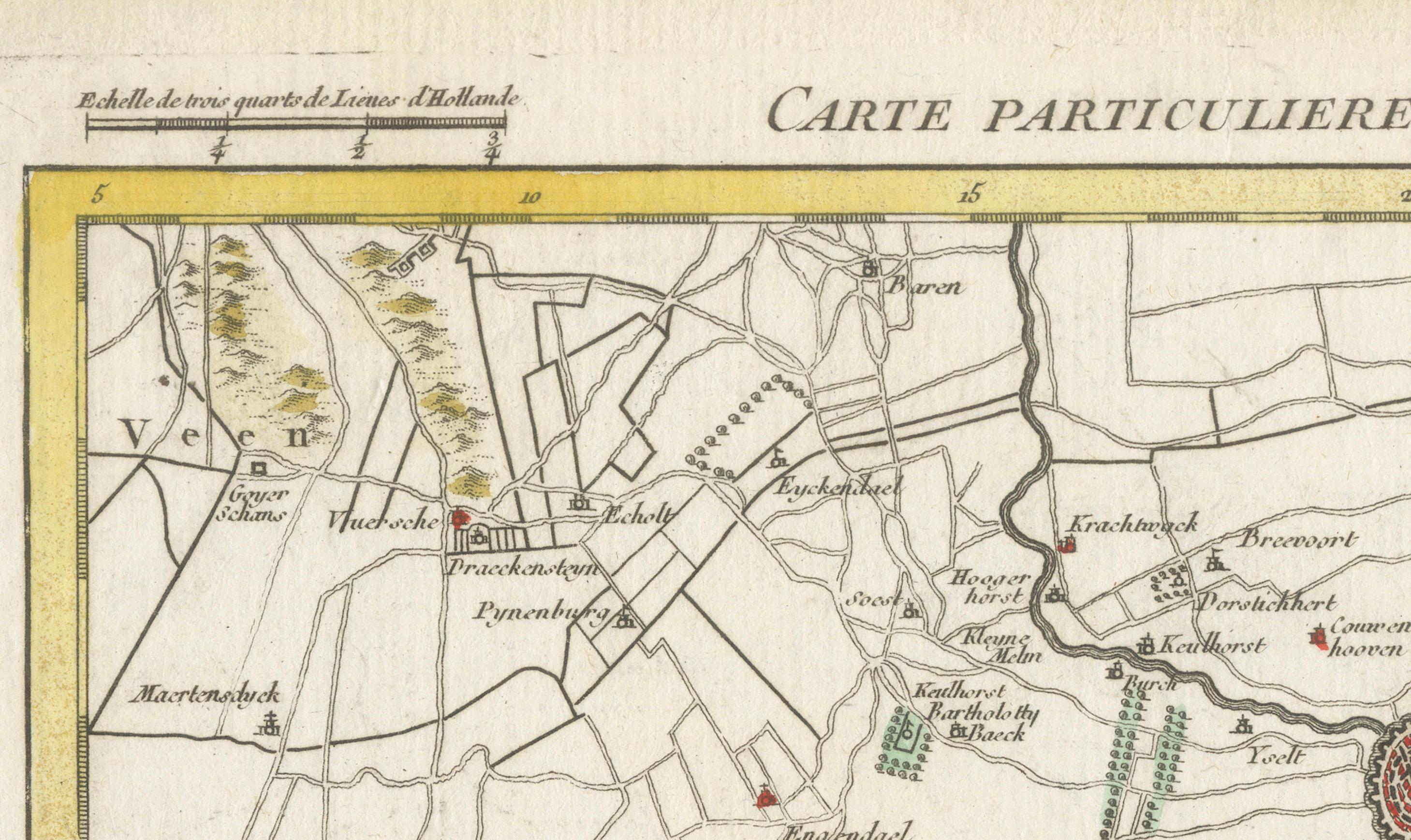 Carte de Amersfoort et contours de Covens & Mortier, publiée en 1747 en vente 3
